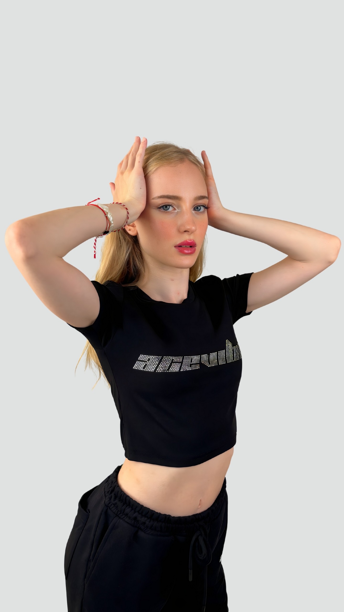 Acevibe Rhinestone Crop T-Shirt