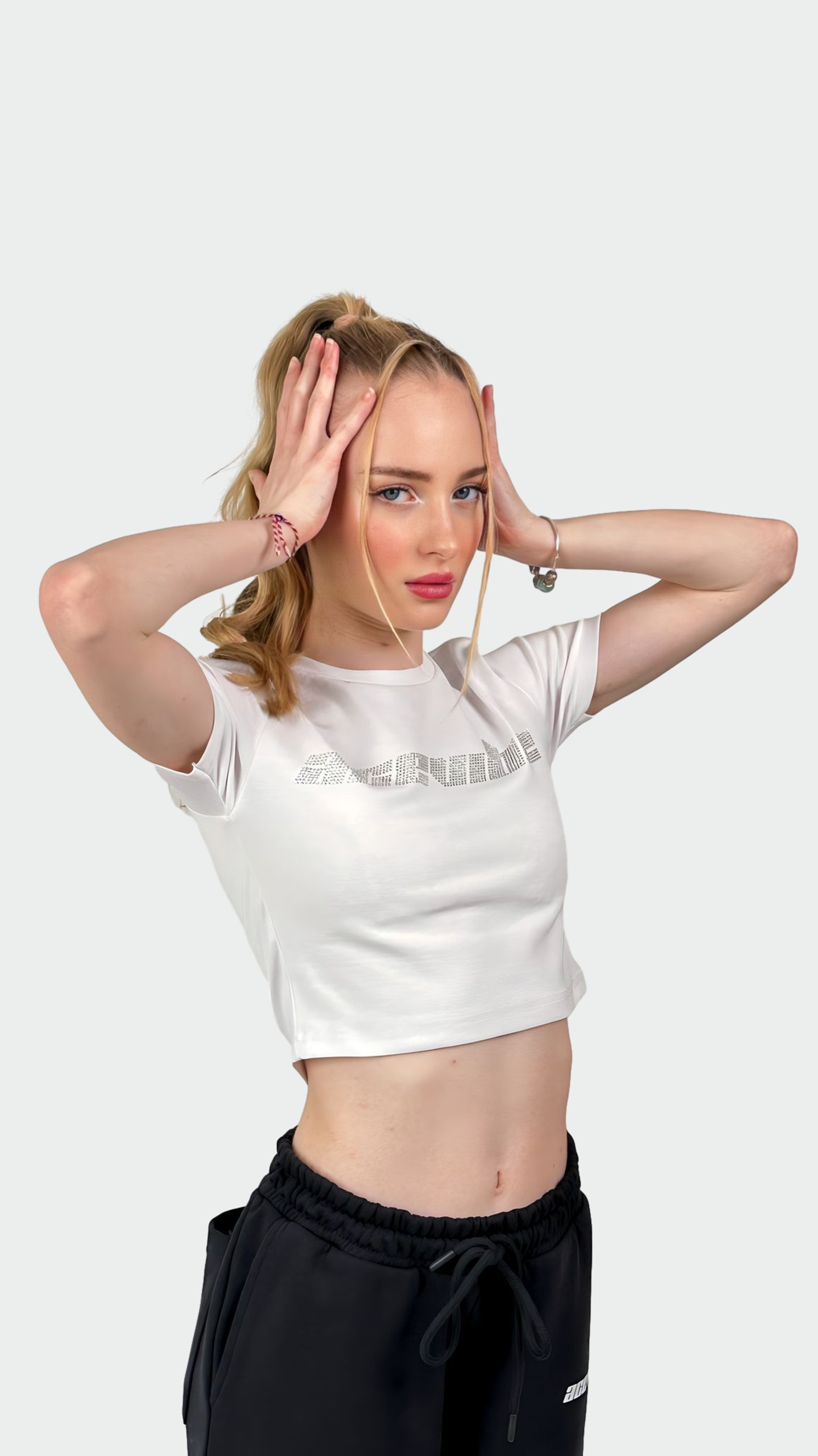 Acevibe Rhinestone Crop T-Shirt