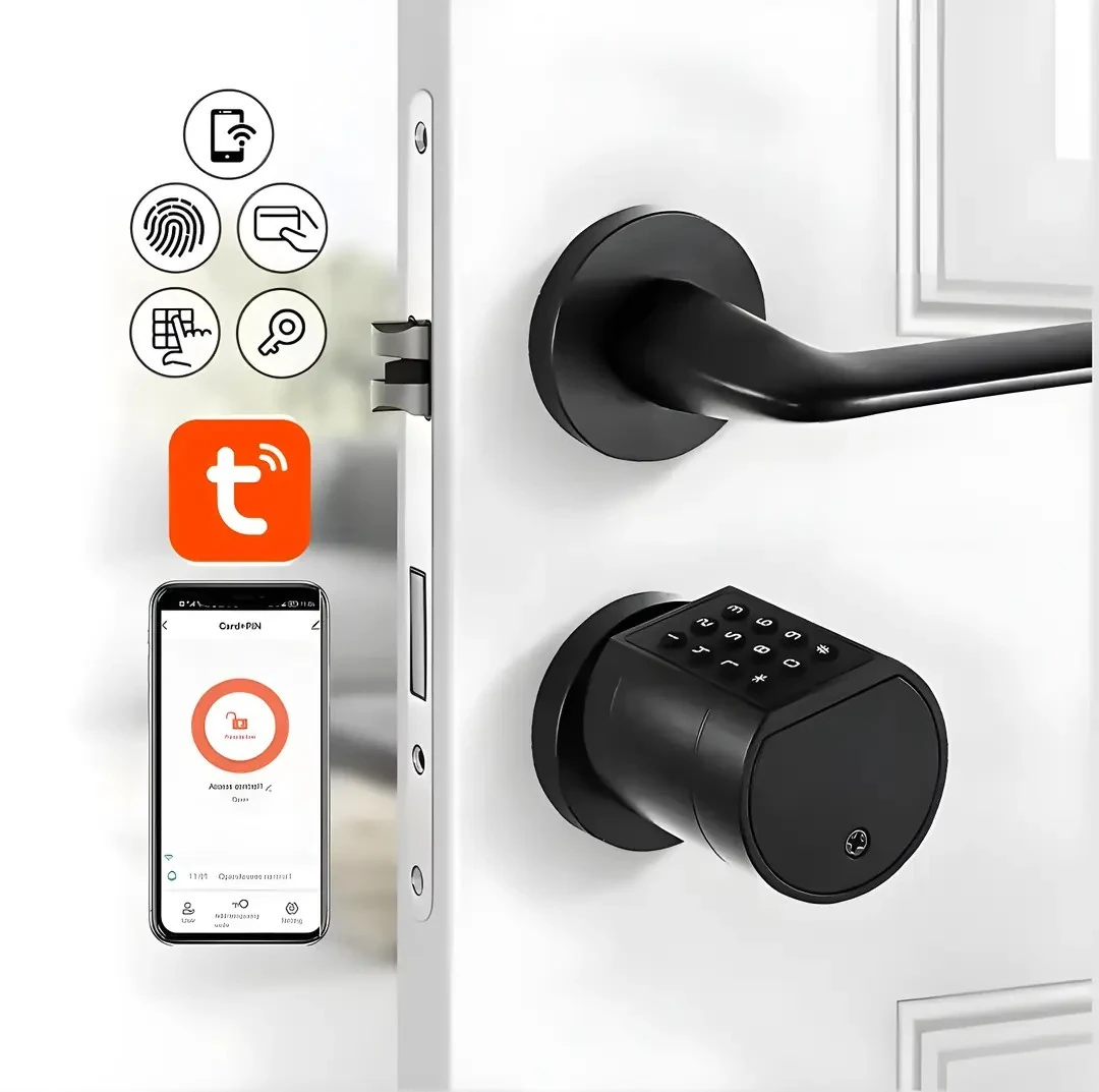 Silindir Barelli Çelik Kapı Kolu Tuya Uyumlu | OBG0285