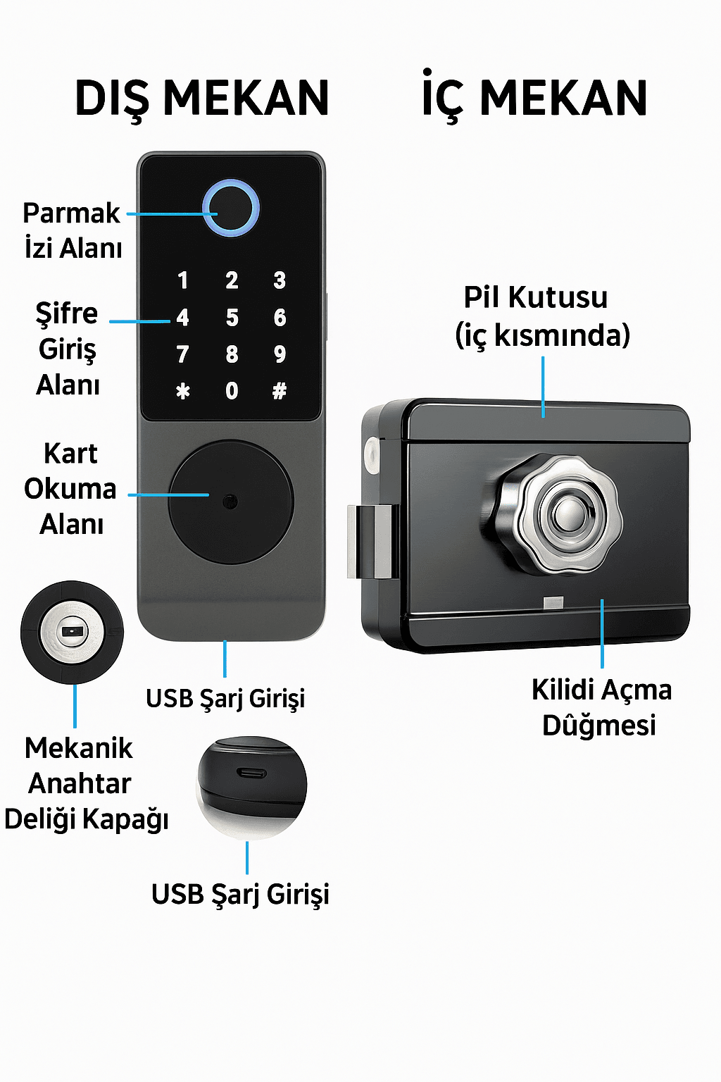 Dış Ortam Tutmalı Alüminyum Akıllı Kilit  |  OK0130