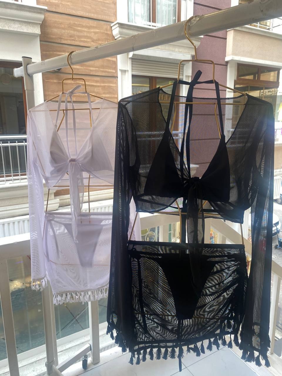🤍 Tül Pareolu Bikini Takım  4 lü Set 