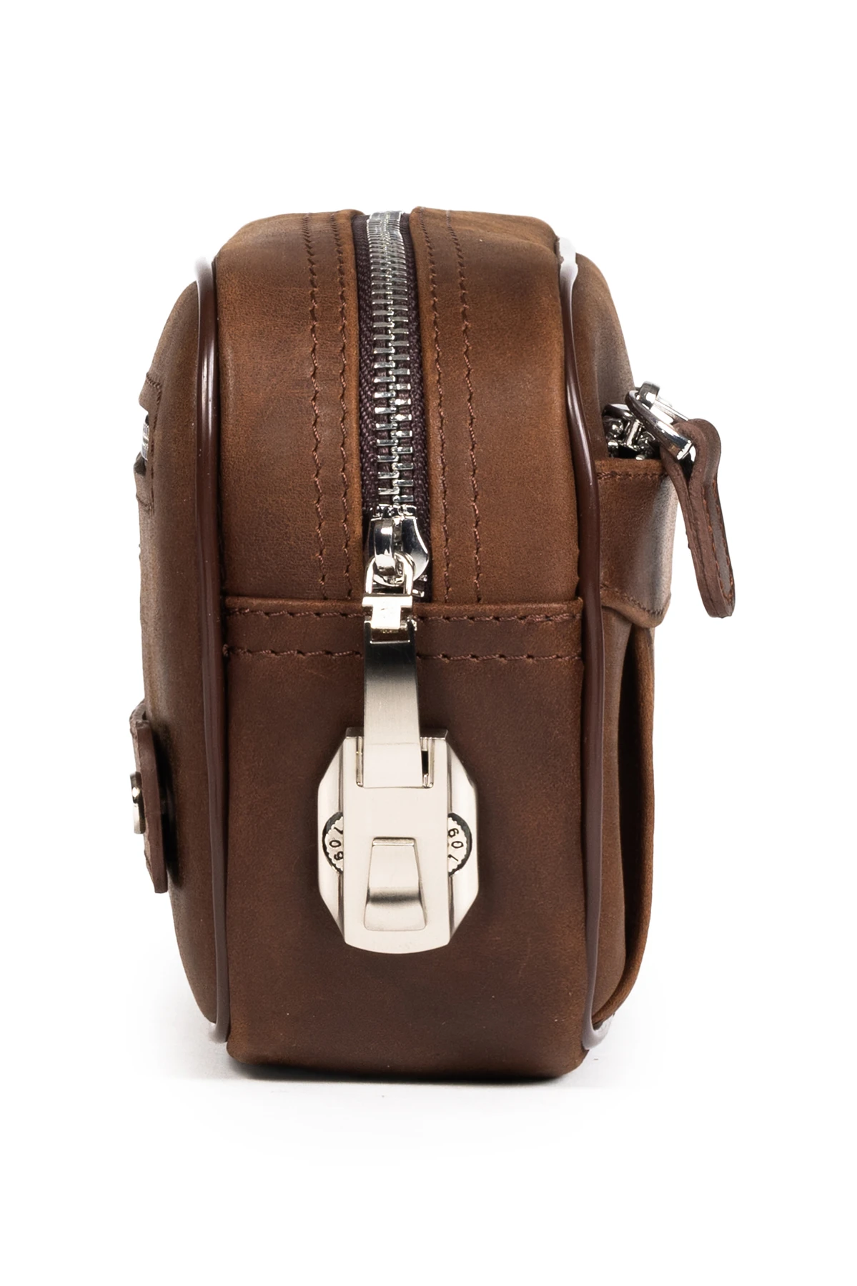 Mussen Monarque Hakiki Dana Derisi Erkek Kilitli El Portföy Çantası – 3 Cepli, Fermuarlı (21x12x6 cm) - Monarque Kahve Asfalt