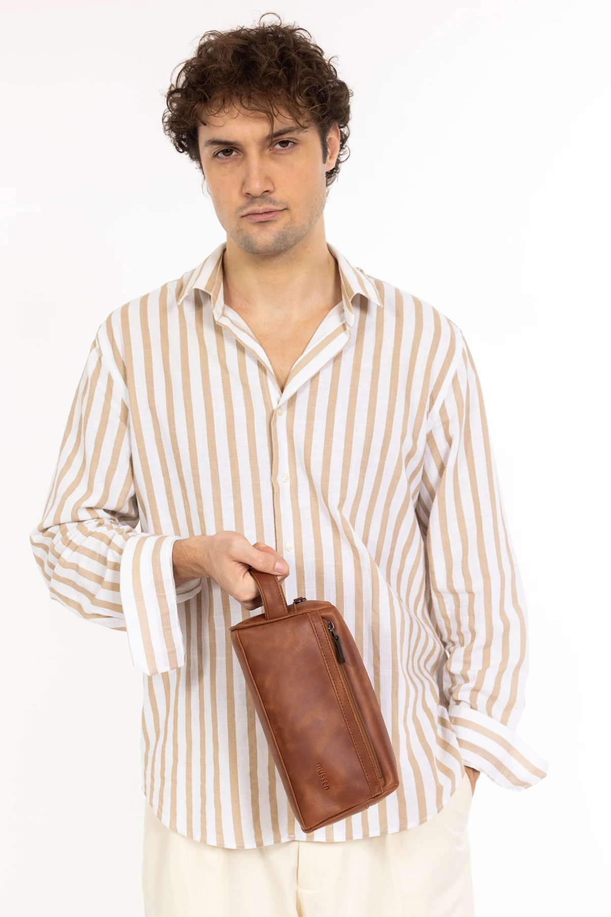 Erkek Hakiki Deri Portföy El Çantası – Fermuarlı, Çok Bölmeli, Premium - Classic Taba Asfalt