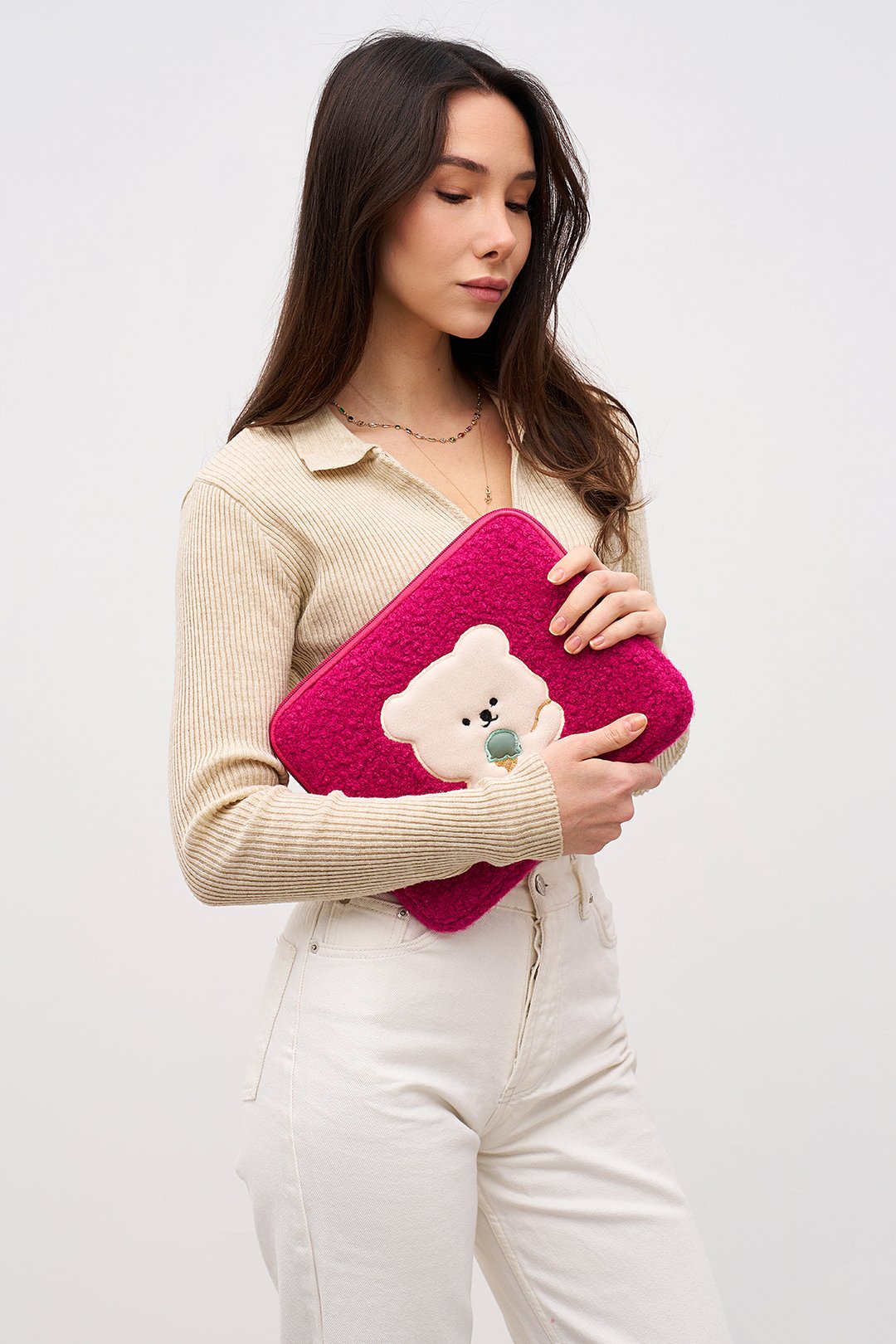 Teddy Bear Tablet Kılıfı 10” & 11” İnç Uyumlu - Fuşya