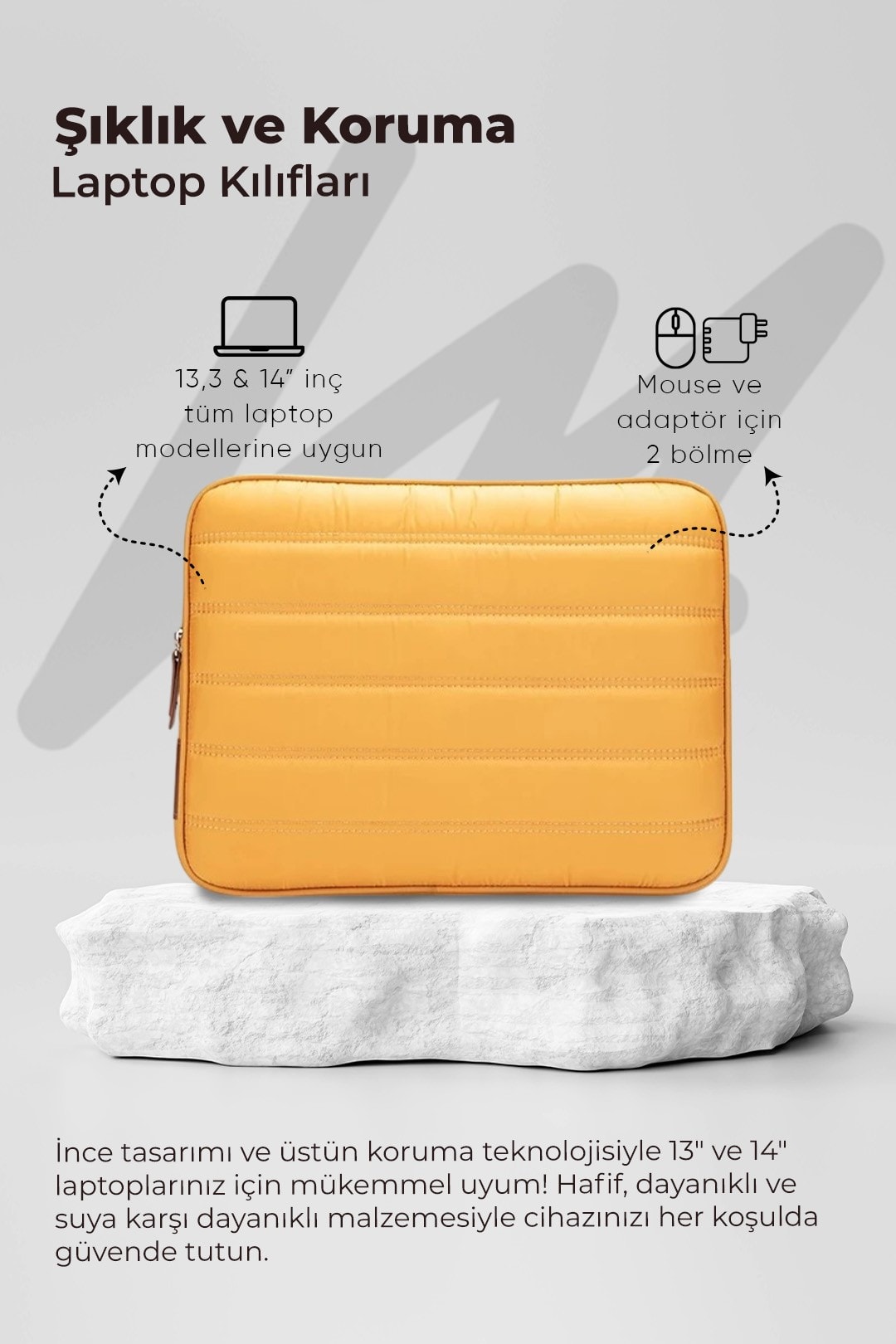 Laptop Kılıfı Su Geçirmez MacBook Air Pro 13-14 inç - Sarı