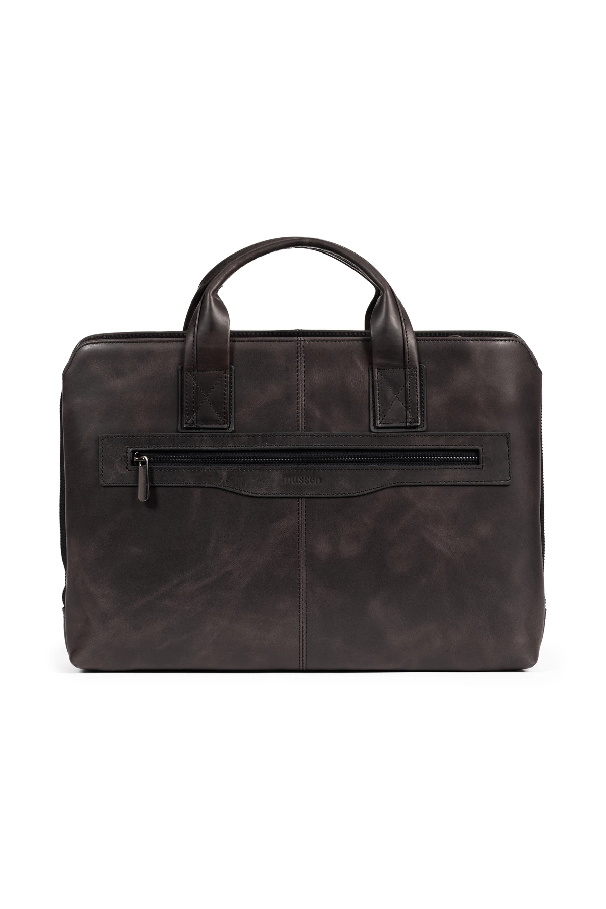 Mussen Grandora %100 Hakiki Deri 15.6 inç Laptop Evrak Çantası – 3 Bölmeli, Havuz Fermuarlı