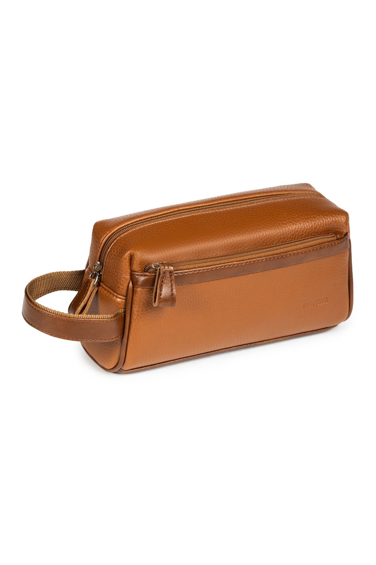 Unisex El Çantası Dopp Kit - Günlük & Traş Bakım & Makyaj Duş Çantası - 23x11x8cm - Taba