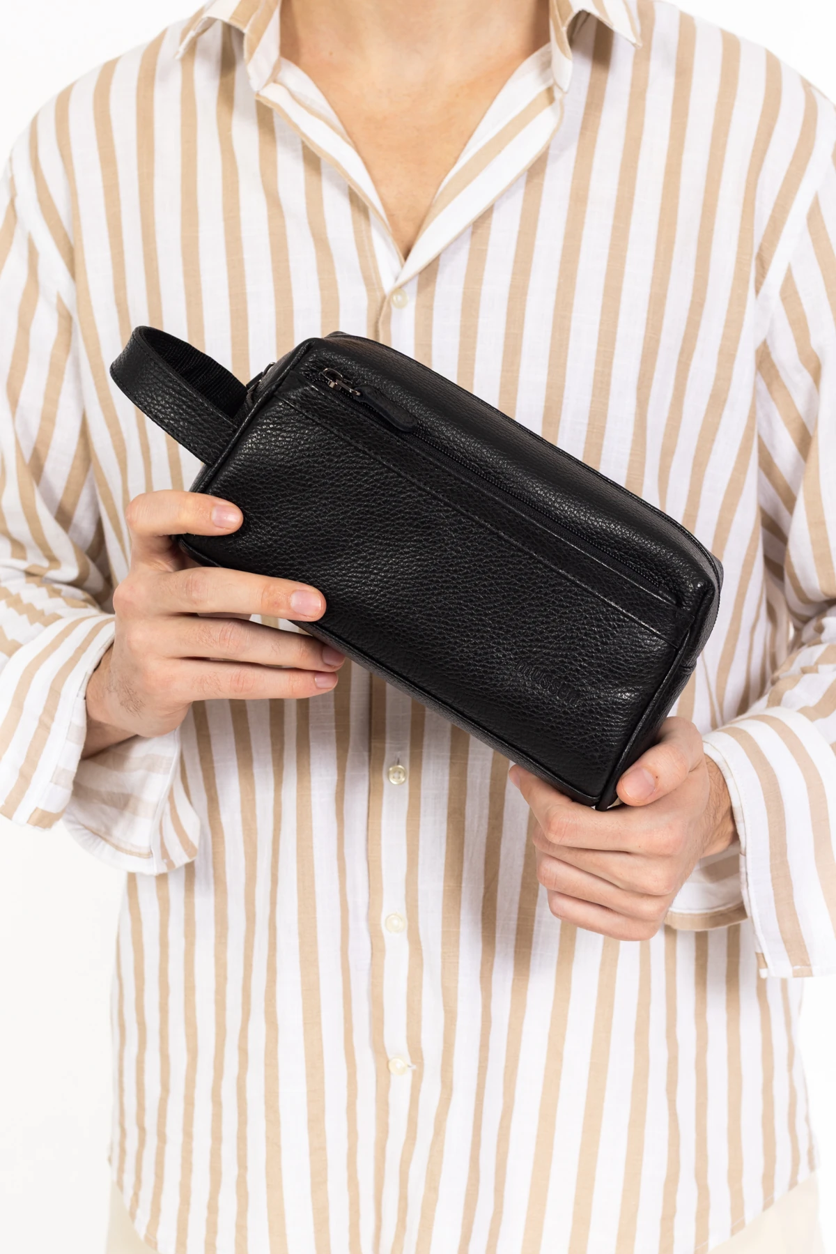 Erkek Hakiki Deri Portföy El Çantası – Fermuarlı, Çok Bölmeli, Premium - Classic Siyah Naturel