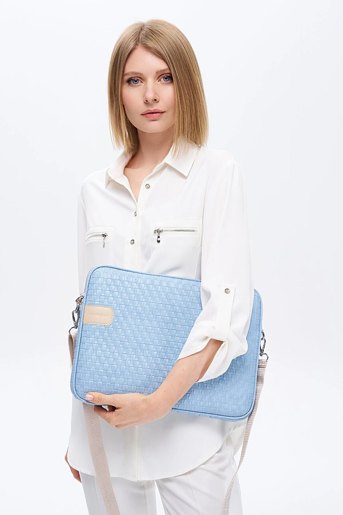 MacBook Air Pro mussen 13.3” & 14”inç Hasır Laptop Kılıfı - Hasır Mavi