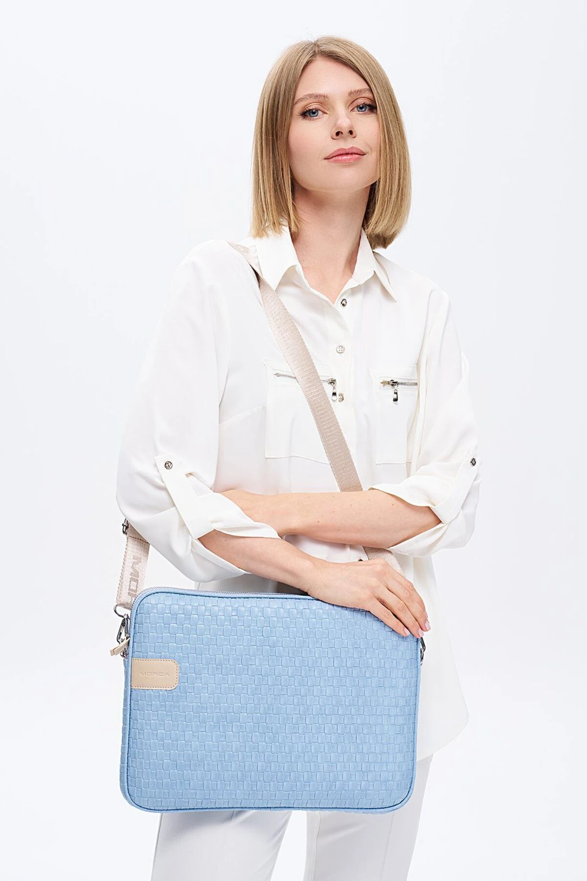 MacBook Air Pro mussen 13.3” & 14”inç Hasır Laptop Kılıfı - Hasır Mavi