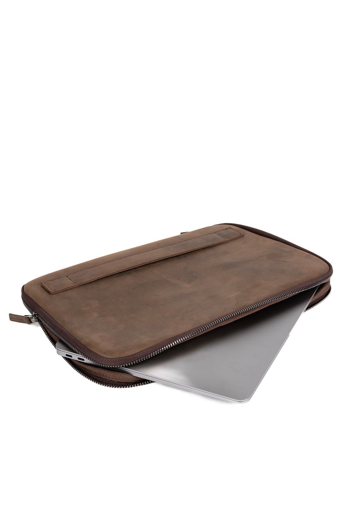Hakiki Deri mussen 13 & 13.3 Inç Macbook & Laptop Kılıfı - Dr Kahve