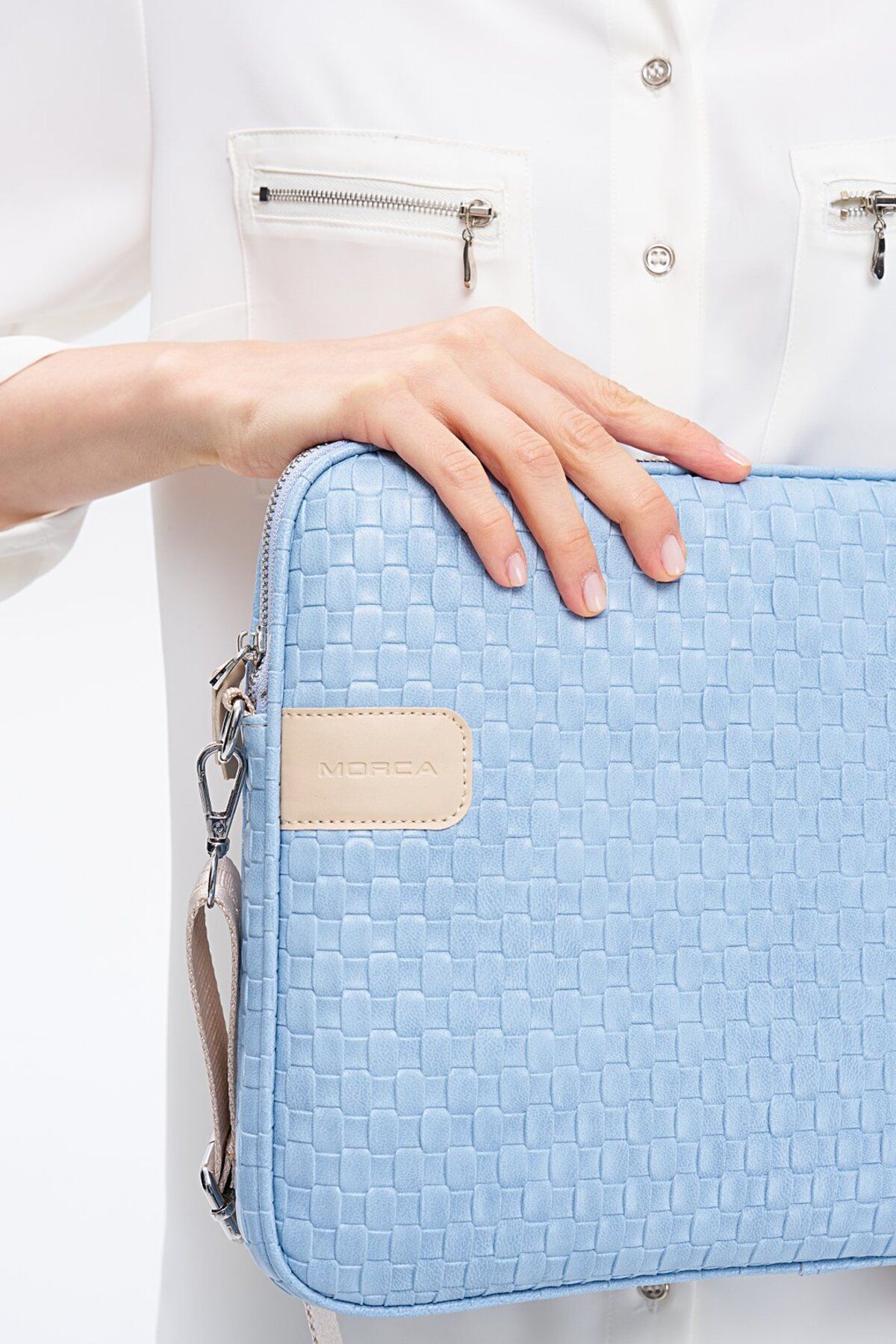 MacBook Air Pro mussen 13.3” & 14”inç Hasır Laptop Kılıfı - Hasır Mavi