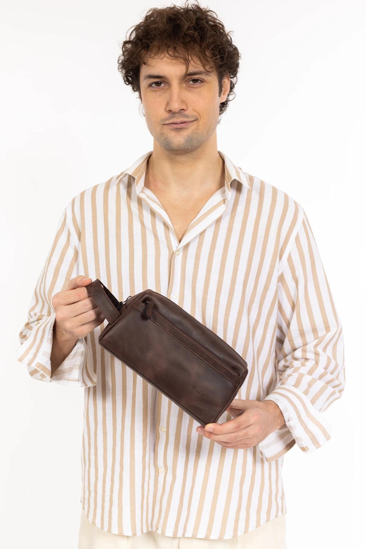 Erkek Hakiki Deri Portföy El Çantası – Fermuarlı, Çok Bölmeli, Premium - Classic Kahve Asfalt