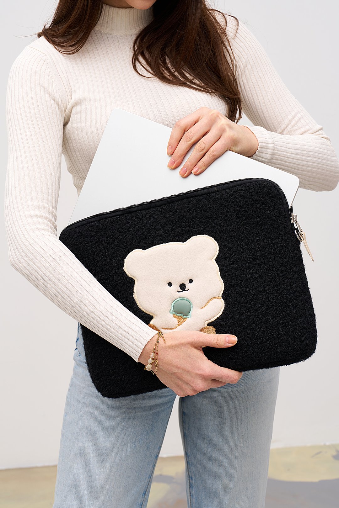Teddy Bear Laptop Kılıfı 13" & 14" İnç Uyumlu - Siyah