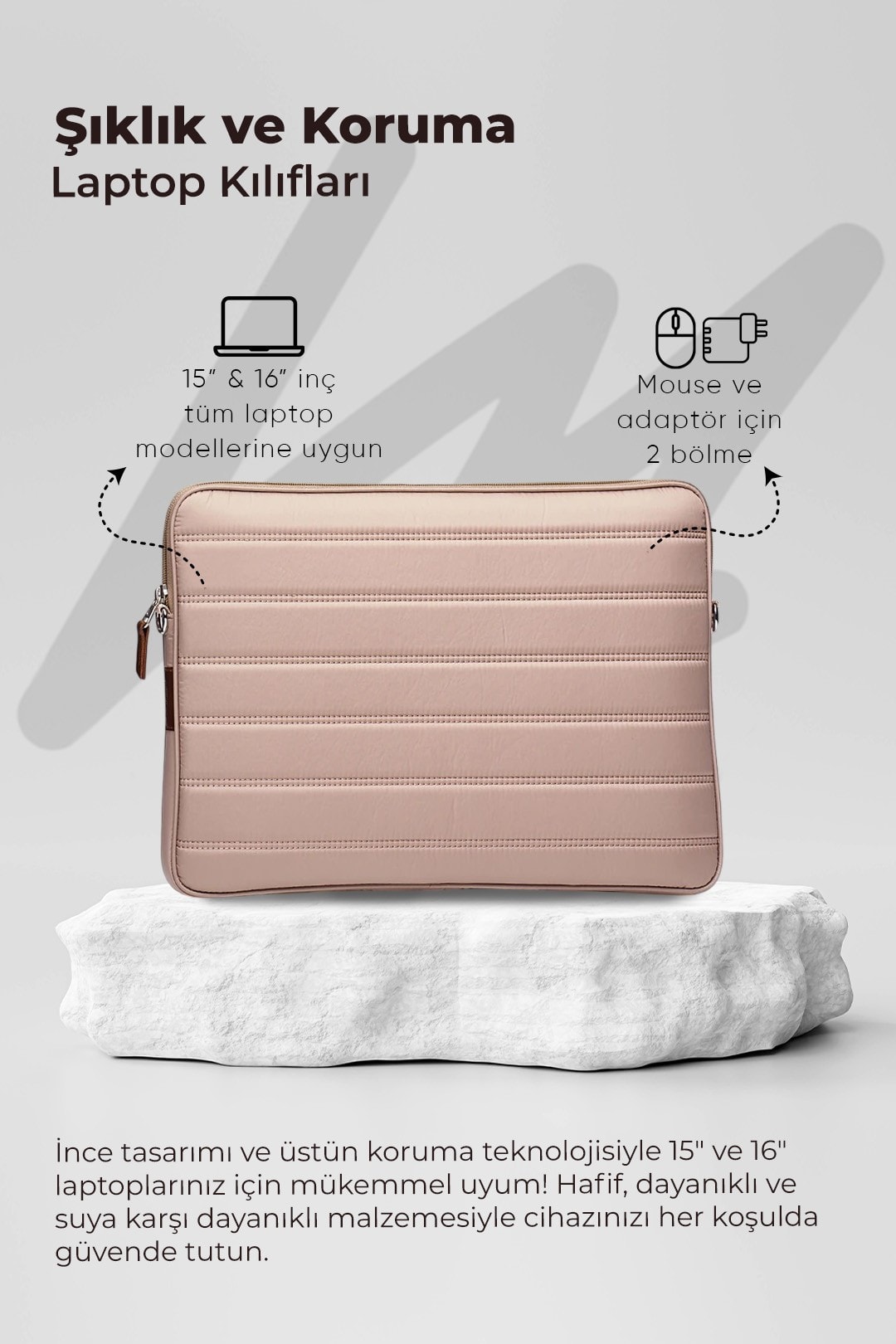 Laptop Kılıfı Su Geçirmez MacBook Air Pro 15-16 inç - Vizon