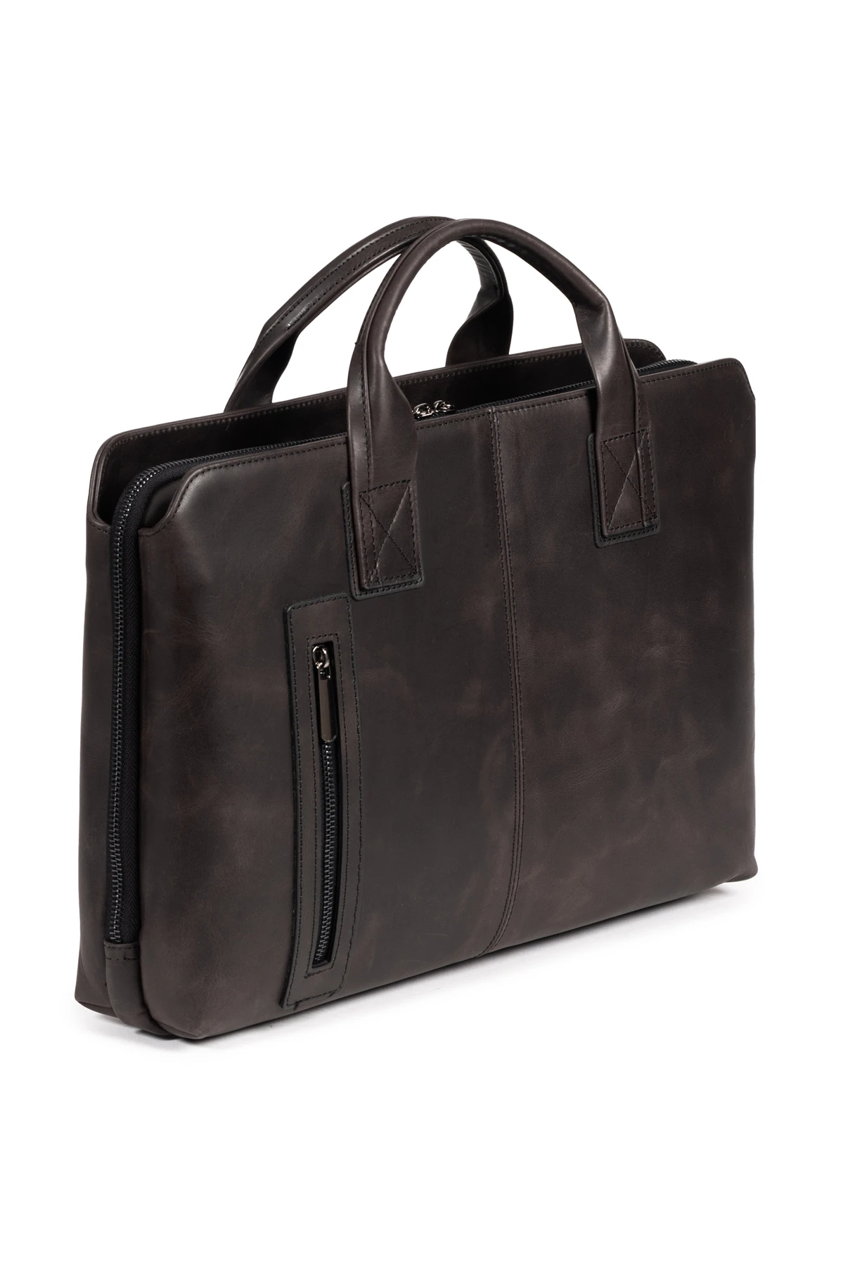 Mussen Grandora %100 Hakiki Deri 15.6 inç Laptop Evrak Çantası – 3 Bölmeli, Havuz Fermuarlı