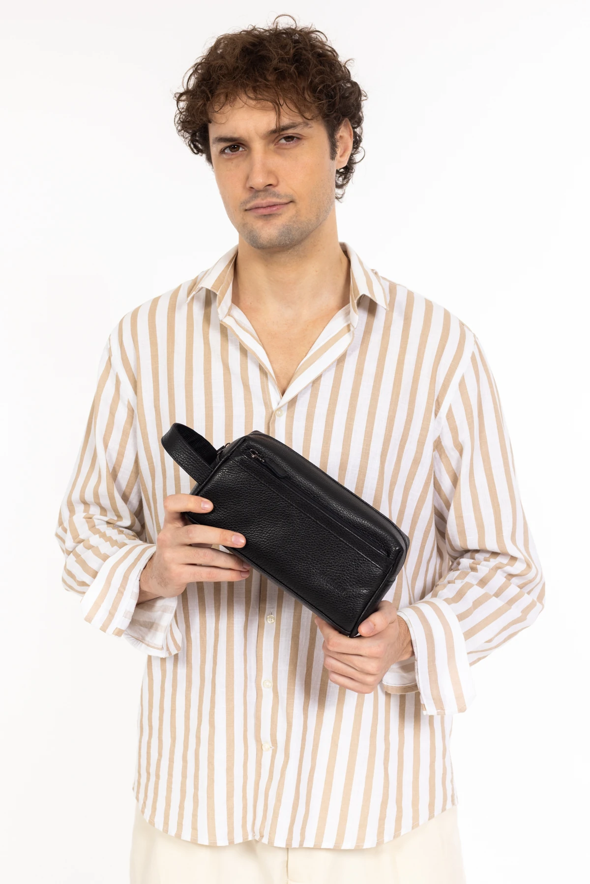 Erkek Hakiki Deri Portföy El Çantası – Fermuarlı, Çok Bölmeli, Premium - Classic Siyah Naturel