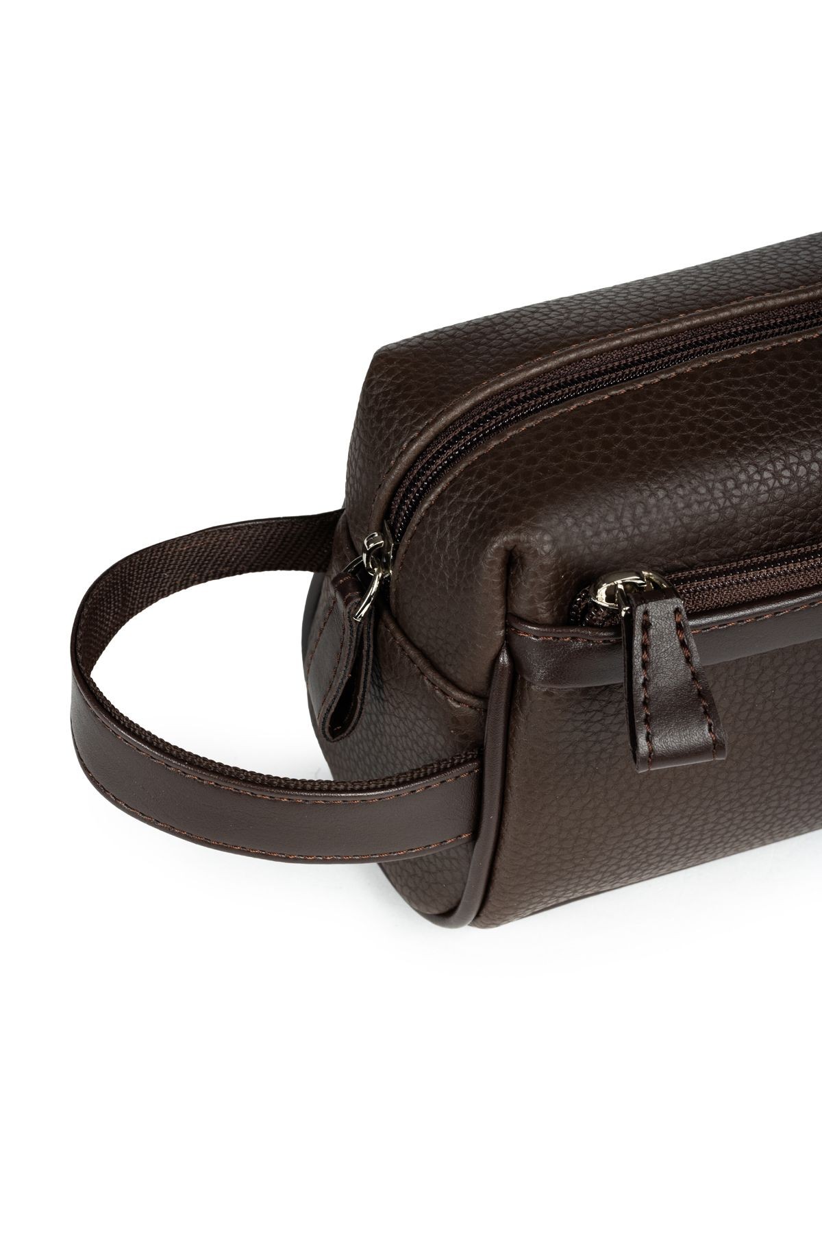 Unisex El Çantası Dopp Kit - Günlük & Traş Bakım & Makyaj Duş Çantası - 23x11x8cm - Kahverengi