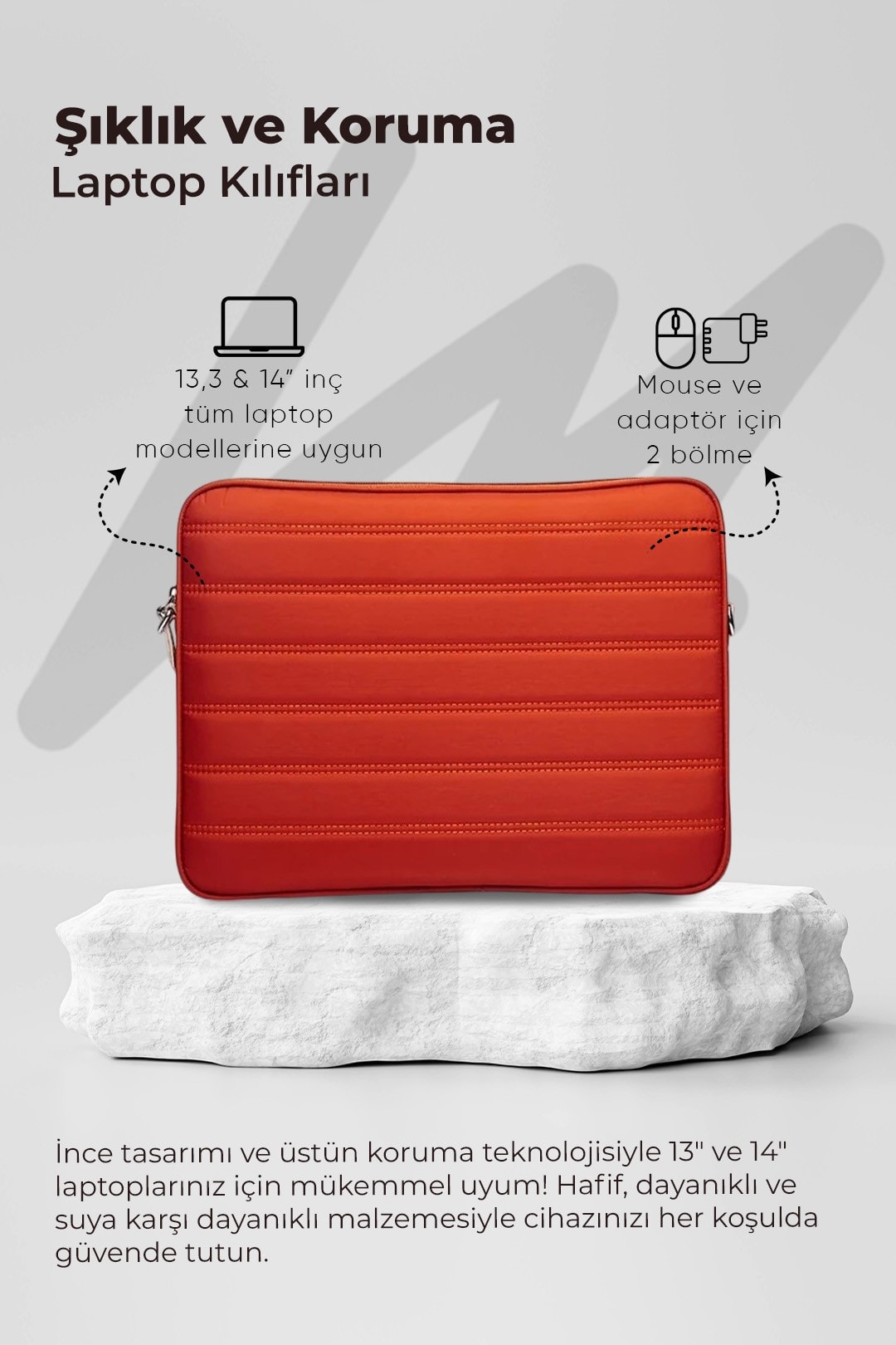 Laptop Kılıfı Su Geçirmez MacBook Air Pro 13-14 inç - Turuncu