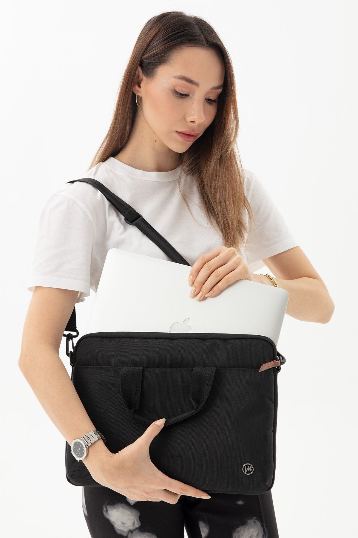 13” & 14”inç Su Geçirmez Kumaş mussen Laptop & Evrak Çantası - Siyah