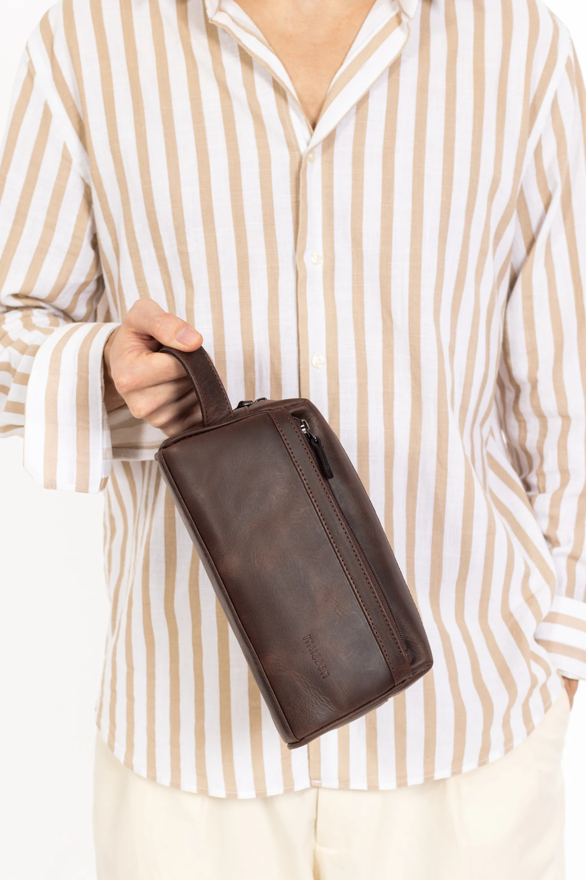 Erkek Hakiki Deri Portföy El Çantası – Fermuarlı, Çok Bölmeli, Premium - Classic Kahve Asfalt