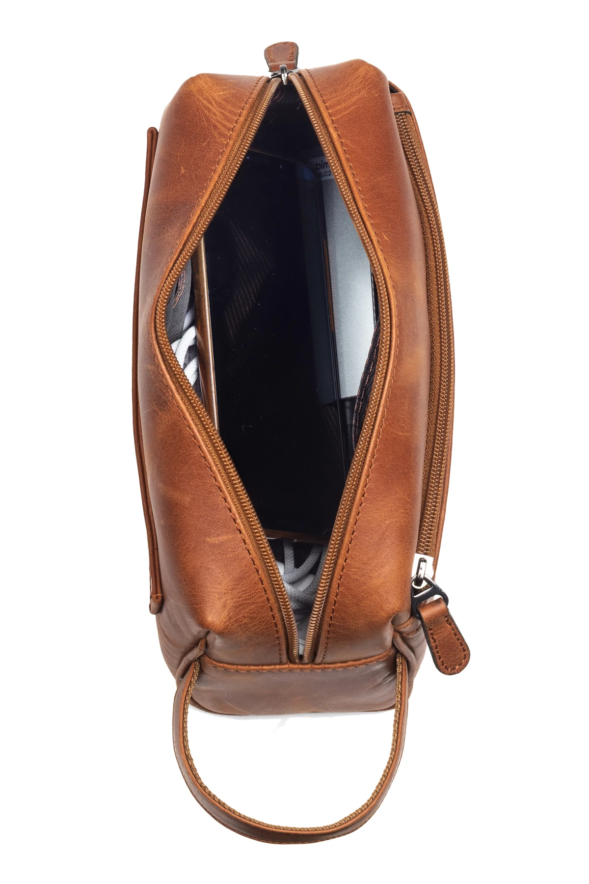 Erkek Hakiki Deri Portföy El Çantası – Fermuarlı, Çok Bölmeli, Premium - Classic Taba Asfalt