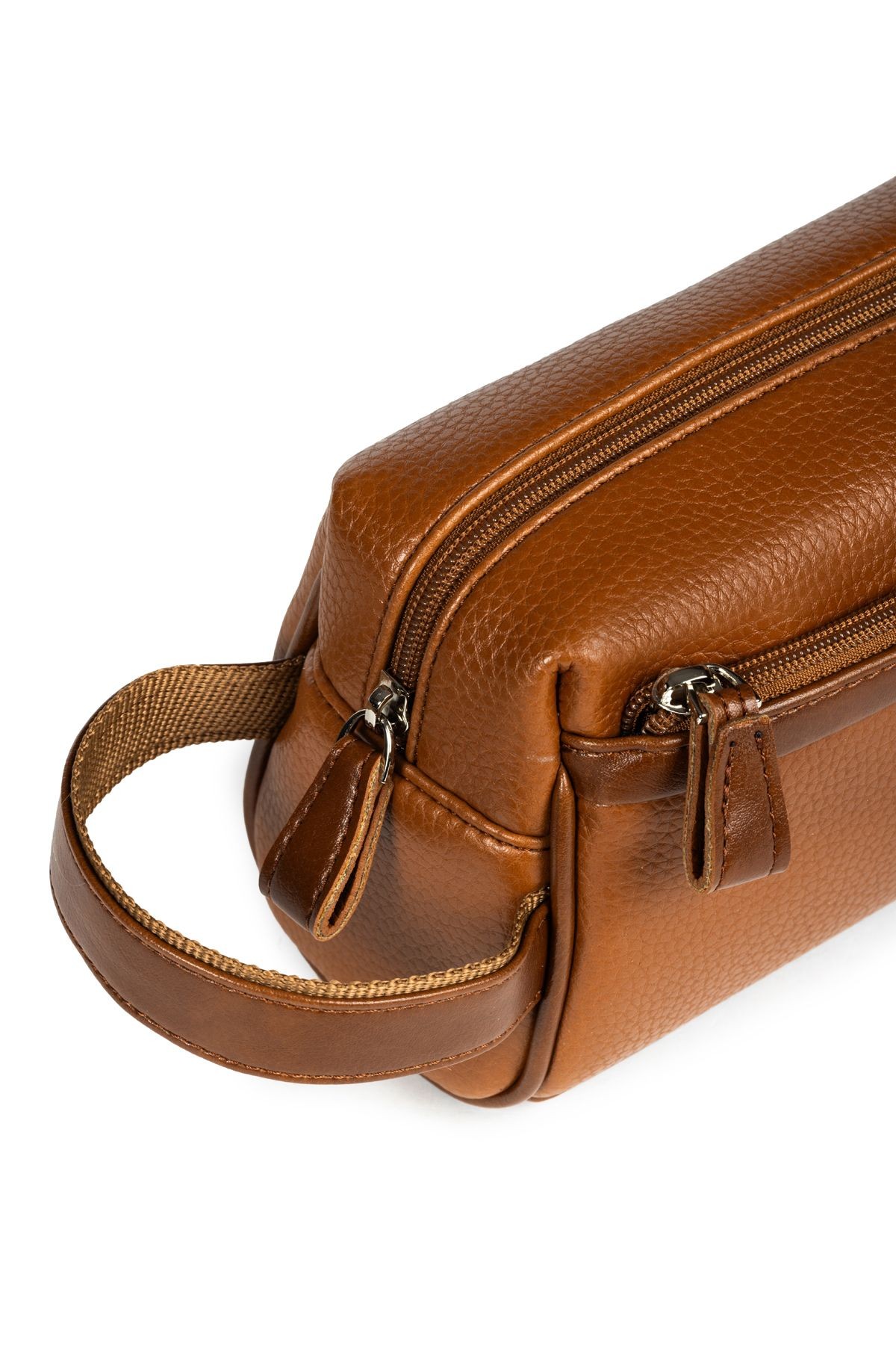 Unisex El Çantası Dopp Kit - Günlük & Traş Bakım & Makyaj Duş Çantası - 23x11x8cm - Taba