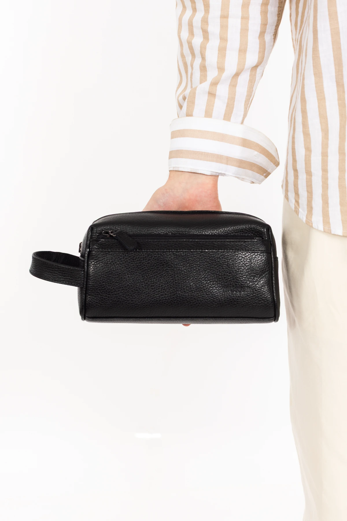 Erkek Hakiki Deri Portföy El Çantası – Fermuarlı, Çok Bölmeli, Premium - Classic Siyah Naturel