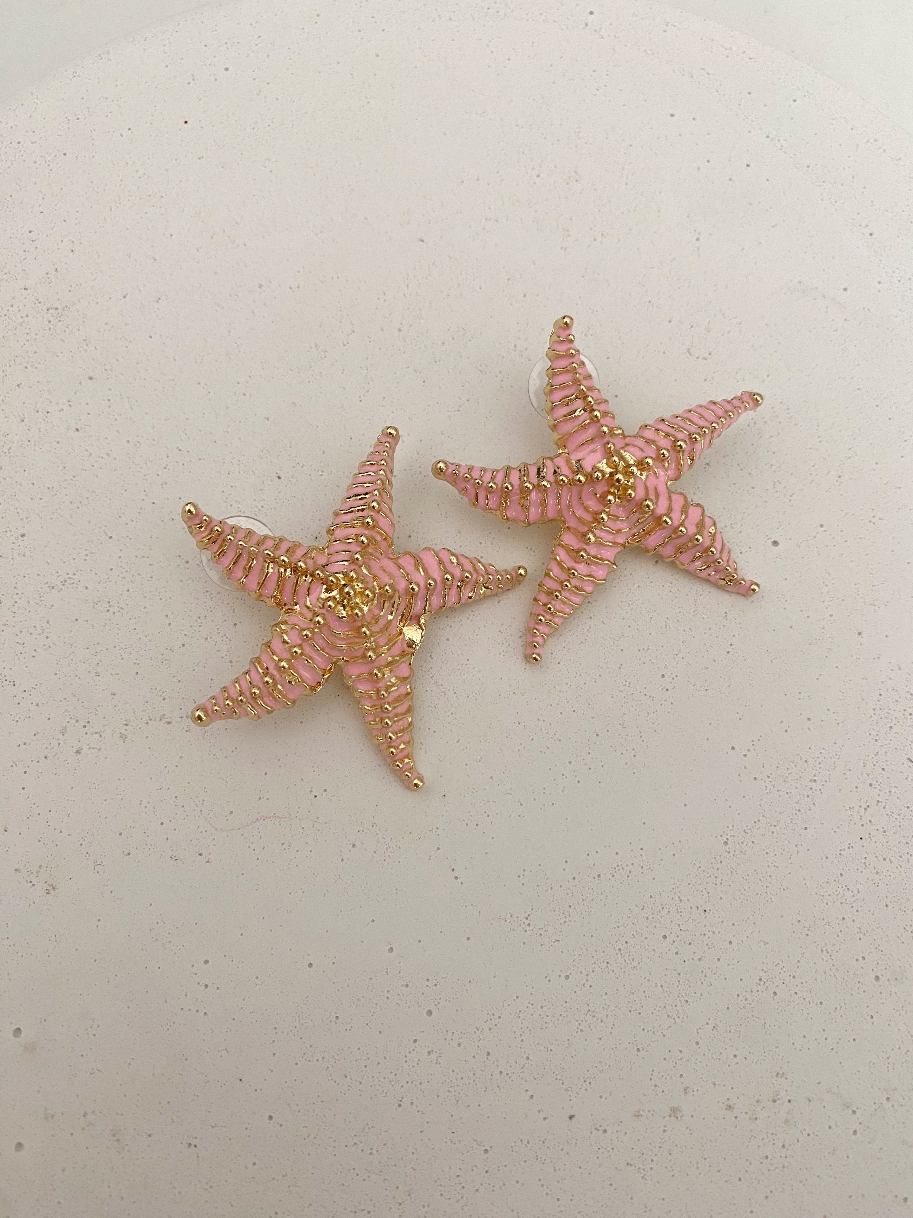 Pembe Deniz Yıldızı Küpe