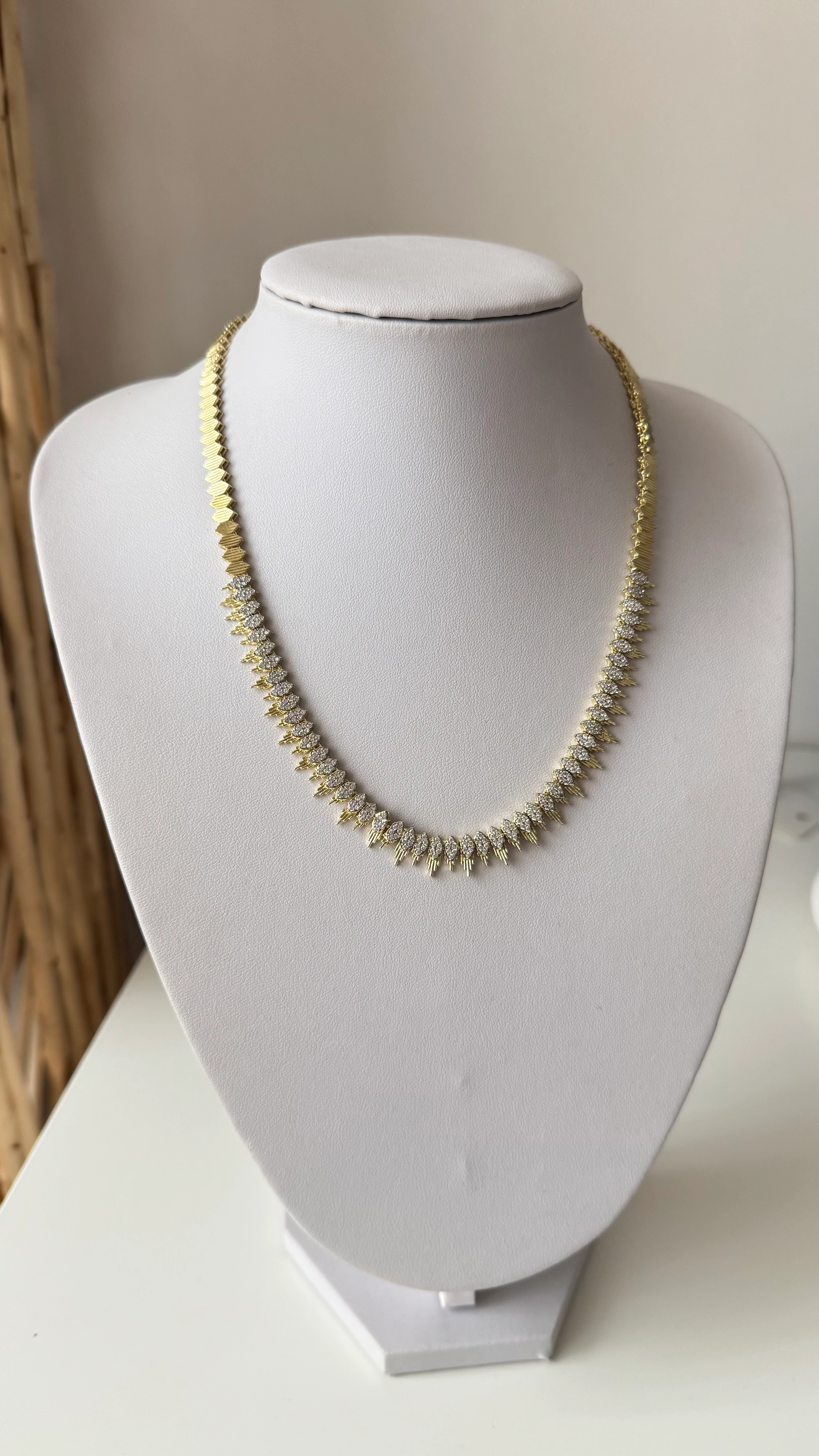 Kuyum İşçilikli 14k Kaplama Zirkon Taşlı Gerdanlık Kolye