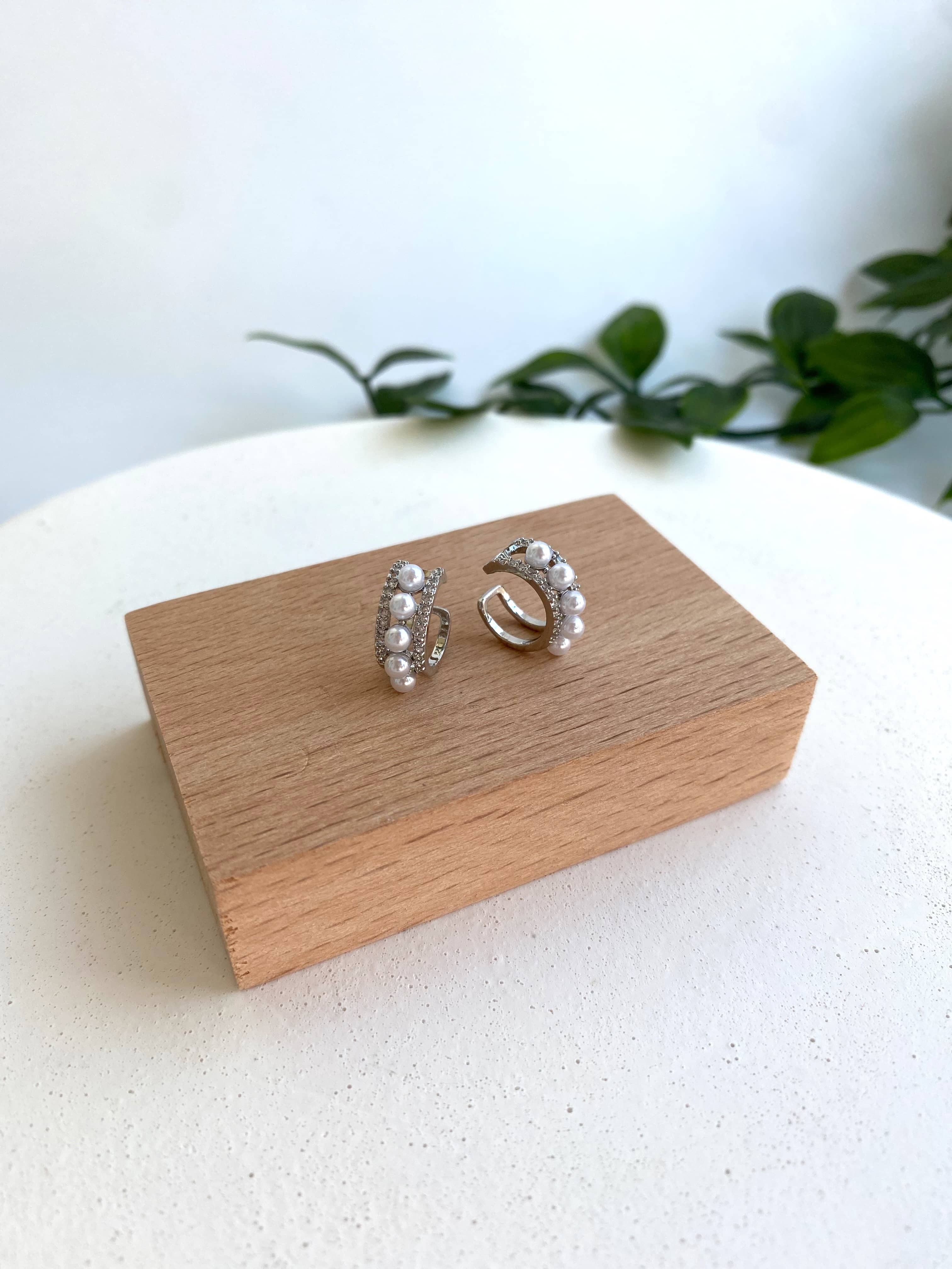 İnci Detay Earcuff Silver Tek Adet