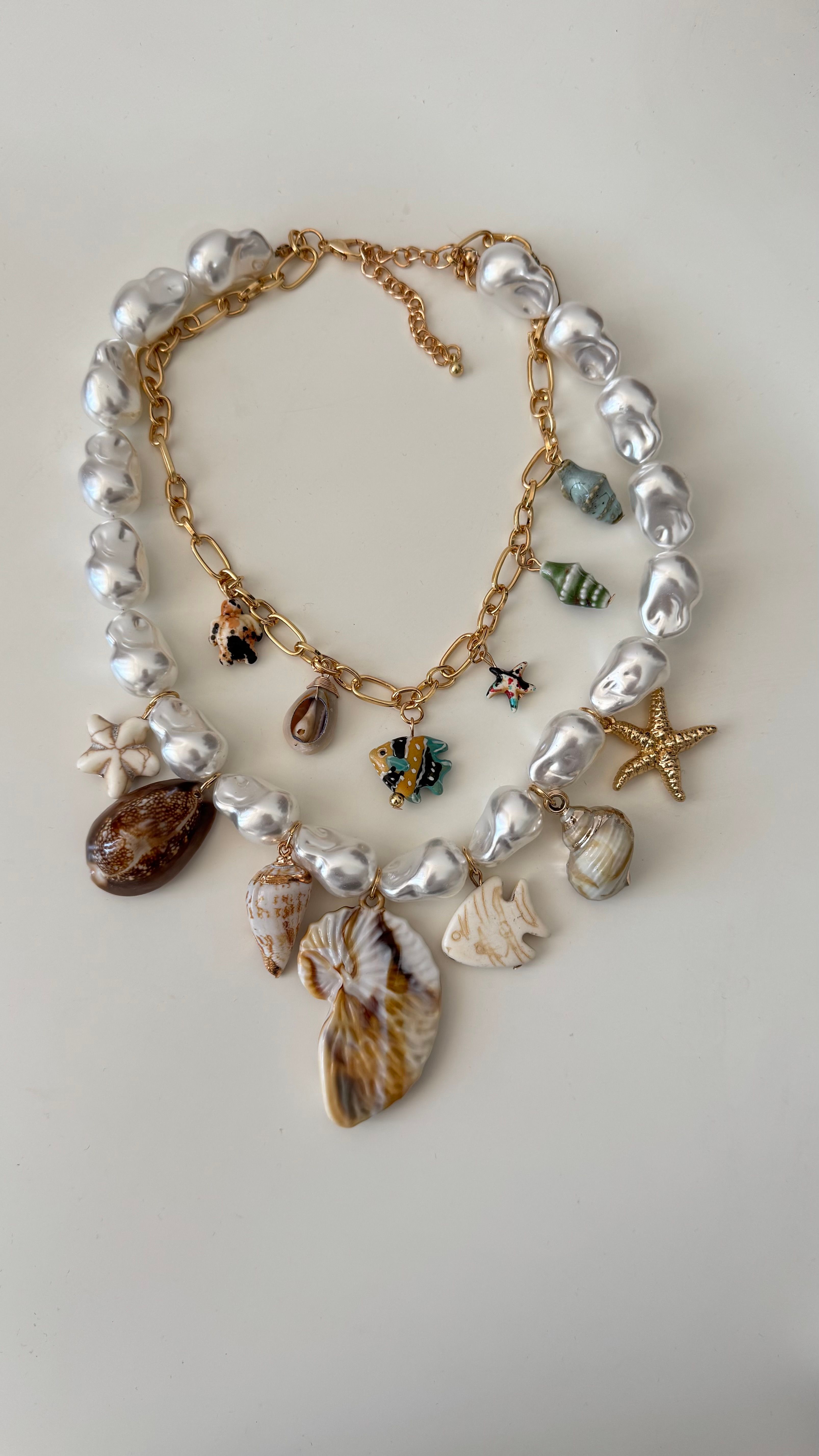 İkili Barok İnci Charm Kolye