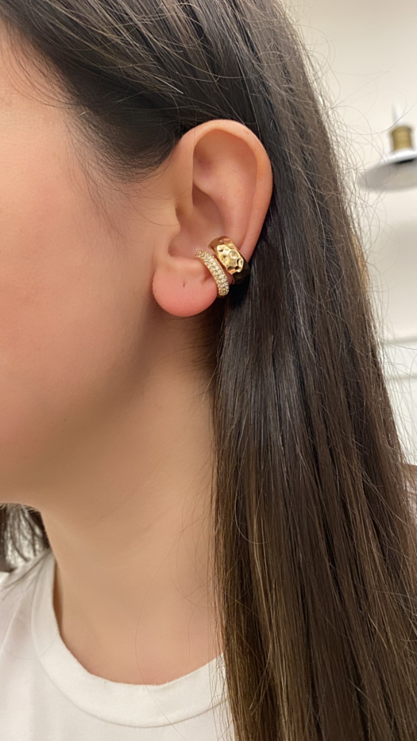 Özel Seri İki Parçalı Gold Earcuff Küpe