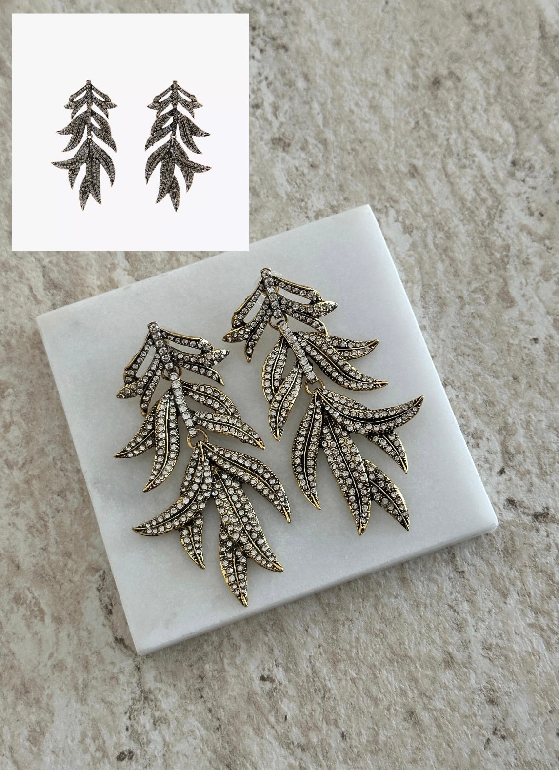ZR Marka Taşlı Yaprak Küpe