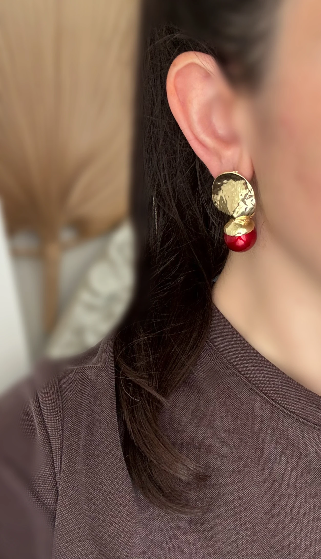 ZR Marka Kırmızı Toplu Küpe