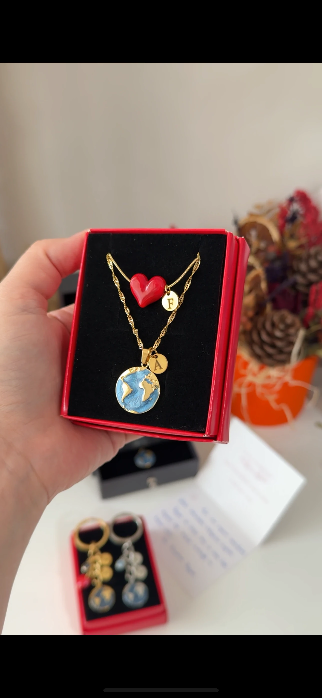 Çelik Burgu Zincirli Dünya ve Kalp Set