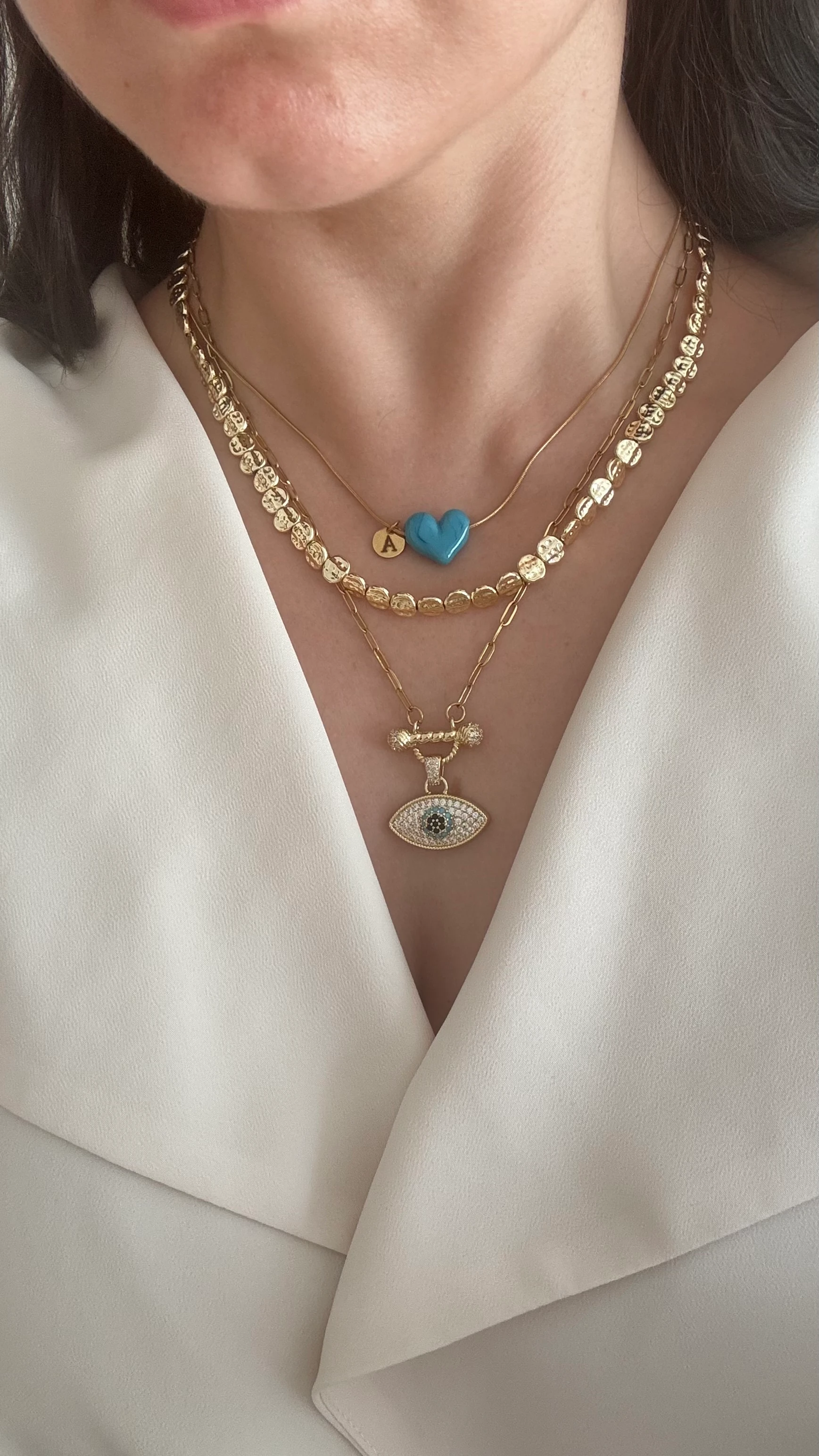 Çelik Zirkon Taşlı Vip Göz Kolye