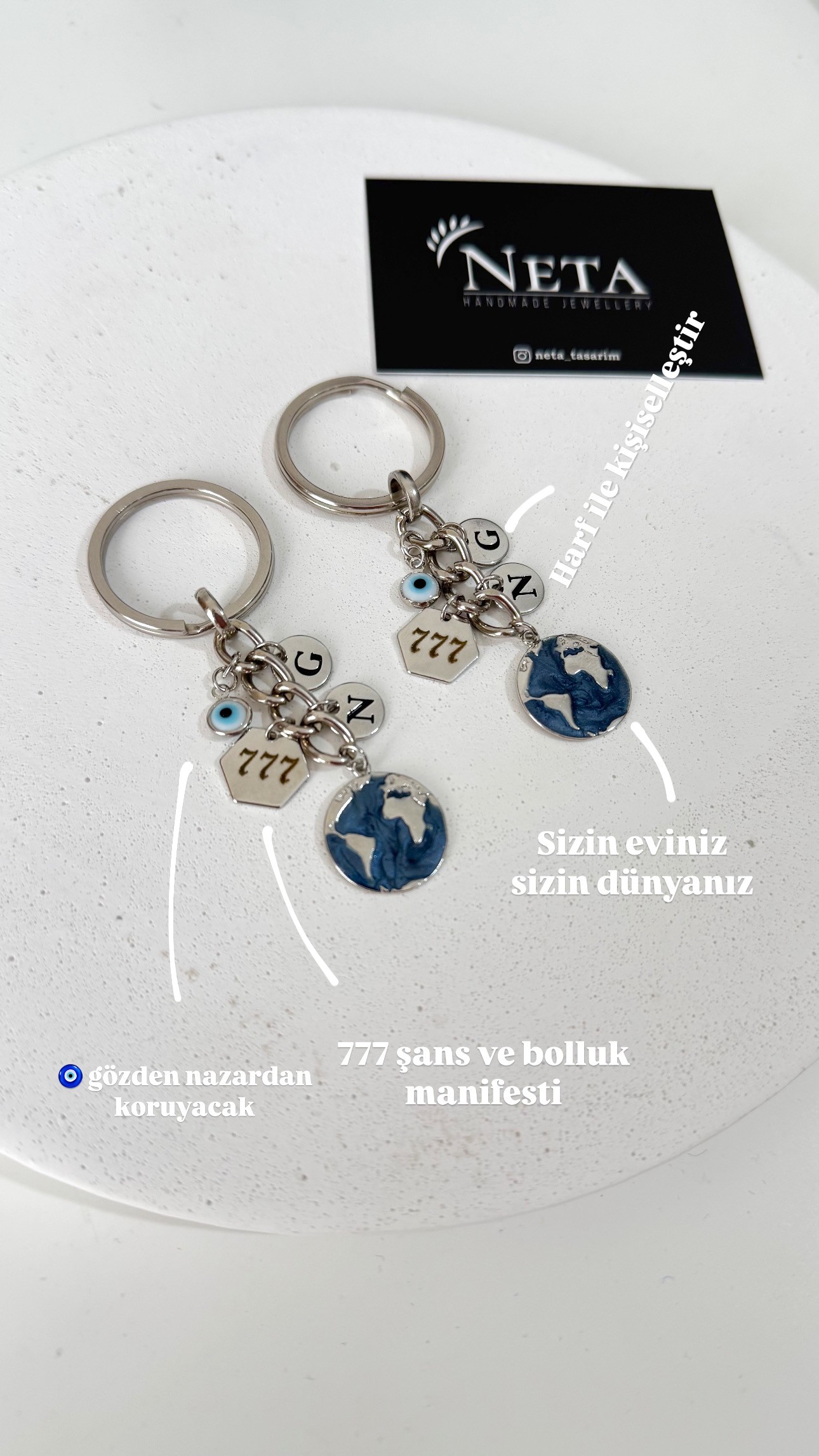Dünya Çift Manifest Anahtarlık 777