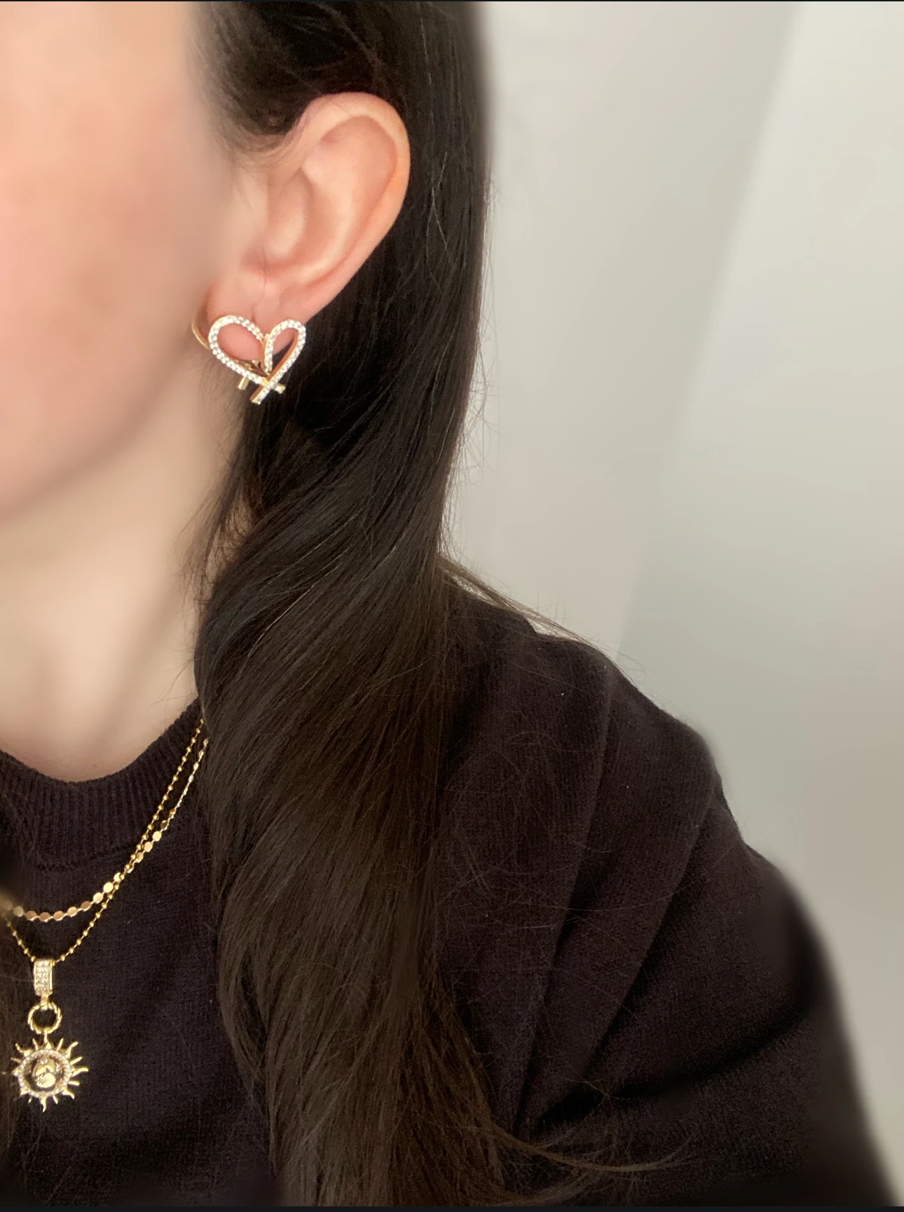 Zirkon Taşlı Asimetrik Kalp Küpe