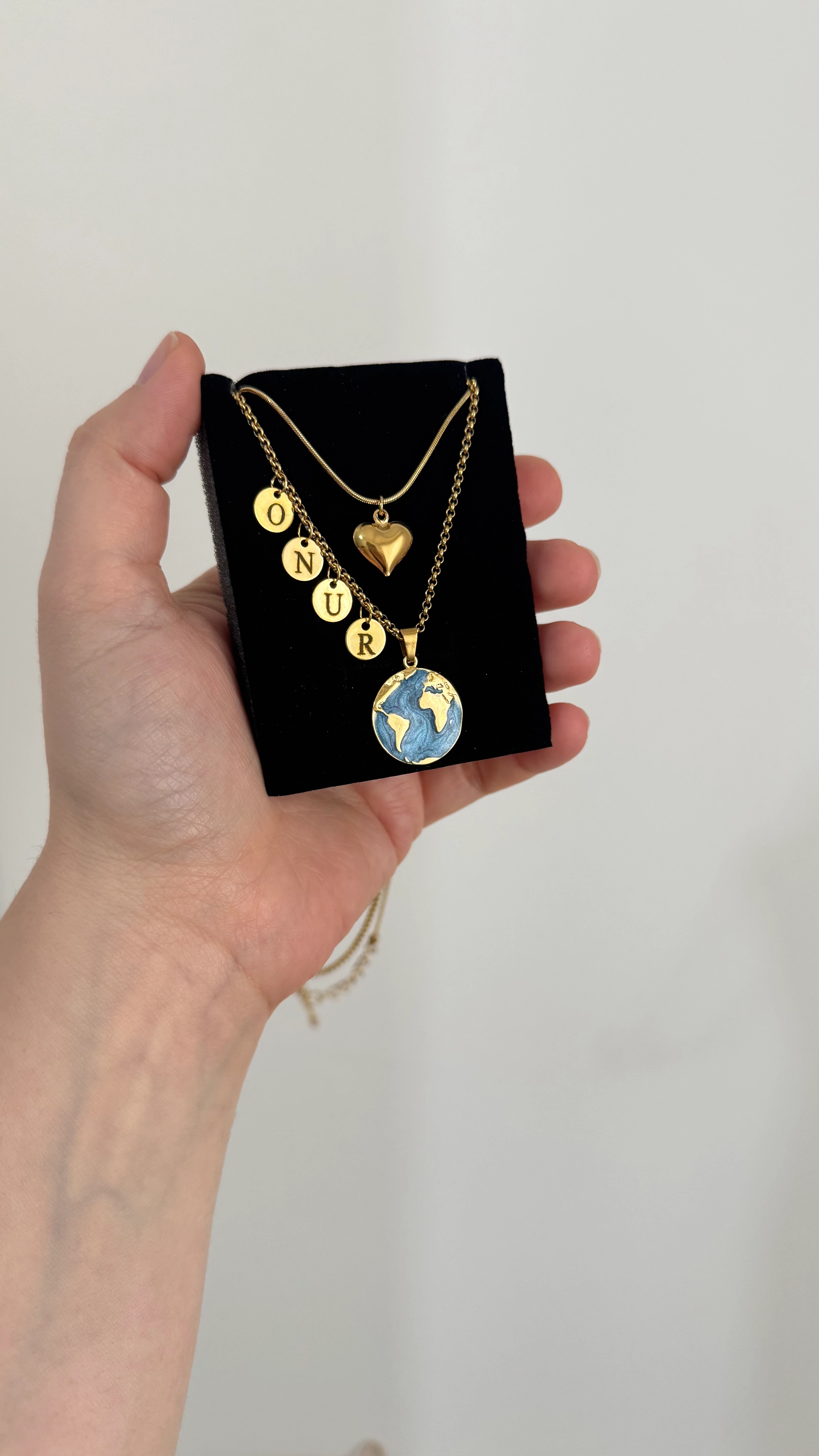 Çelik Gold Kalp ve Dünya Set