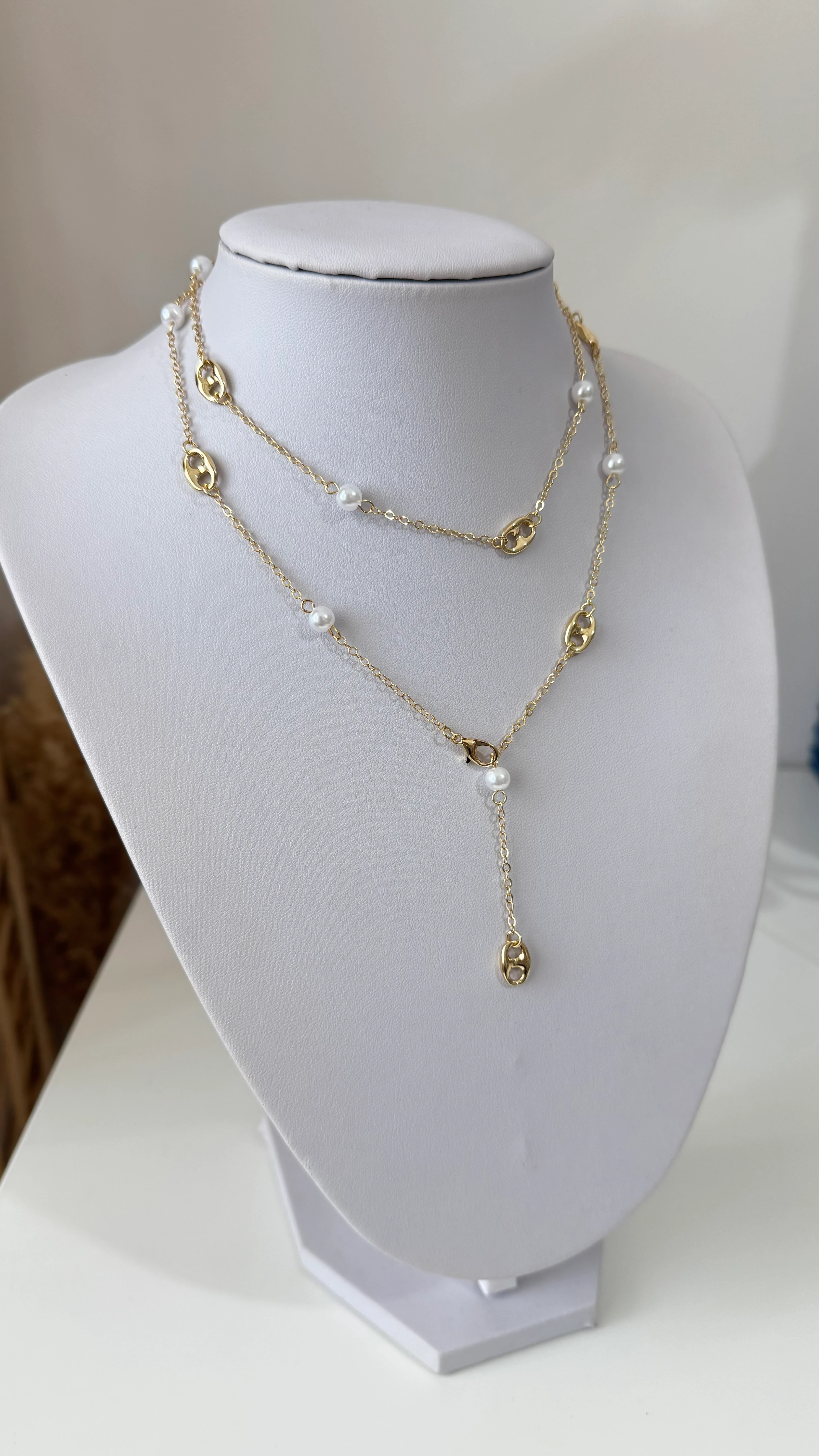 İnci Detaylı 80 cm Uzun Kolye