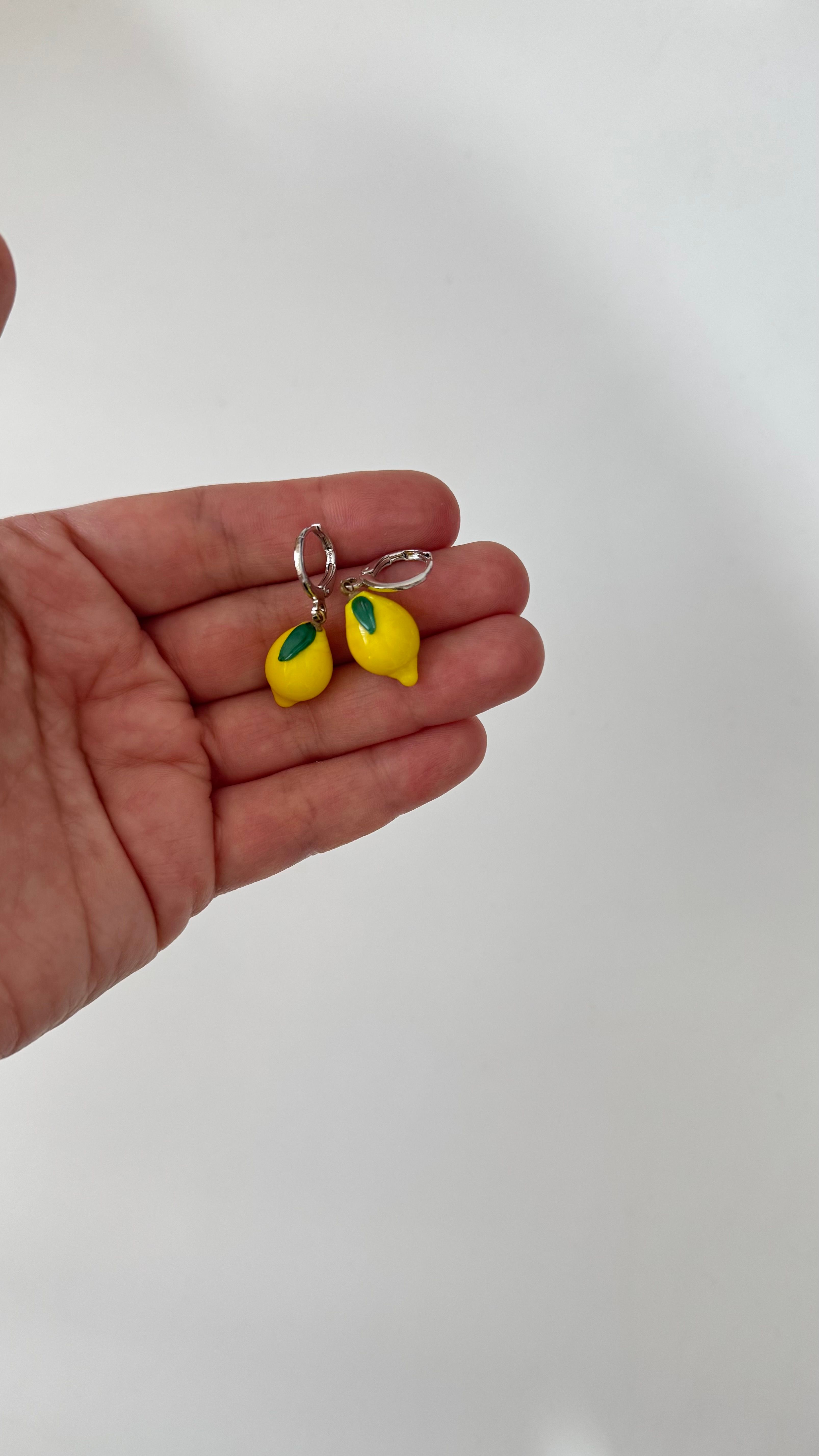 Murano Limon Gümüş Renk Halkalı Küpe