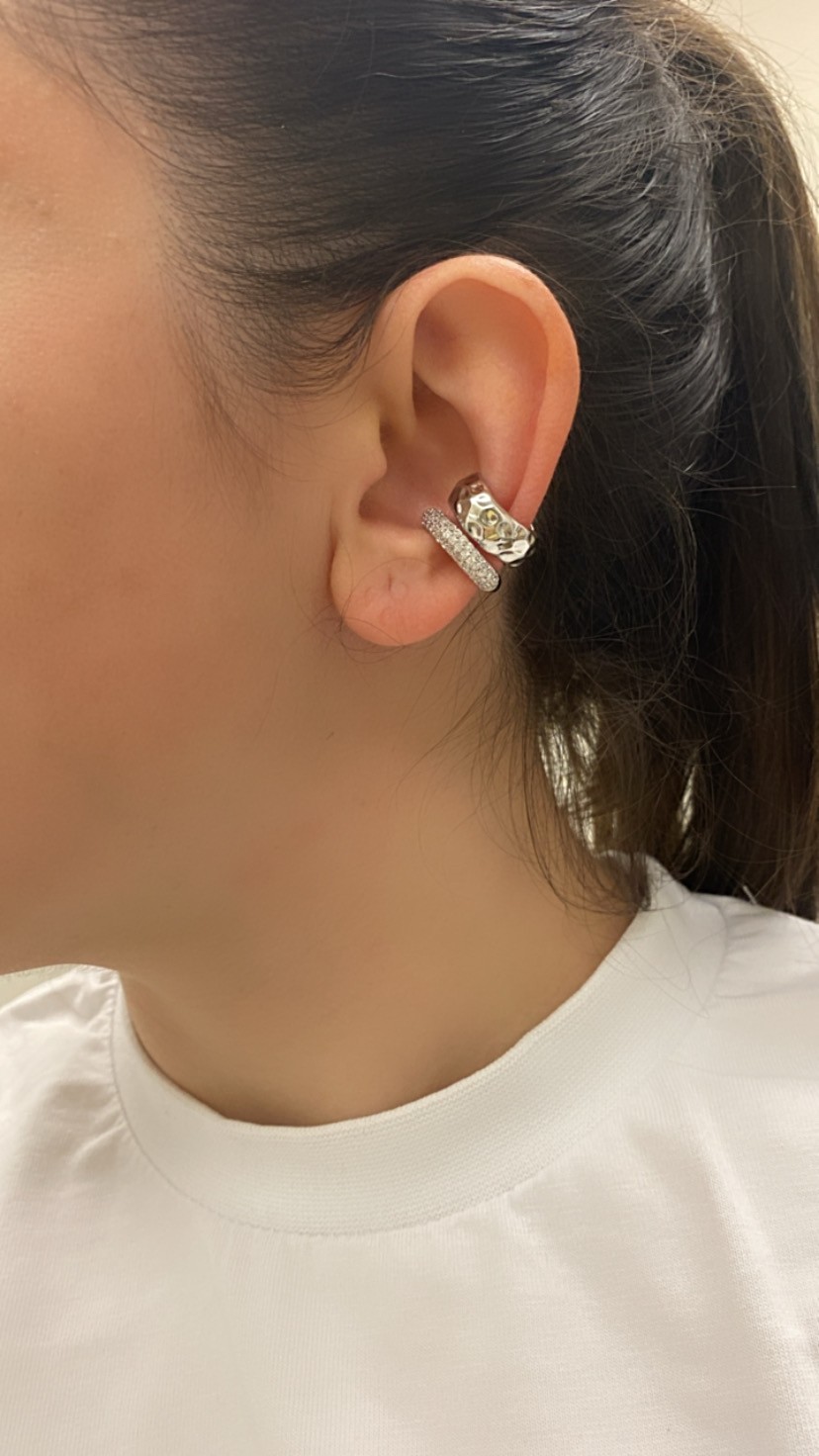 Özel Seri İki Parça Silver Earcuff Küpe