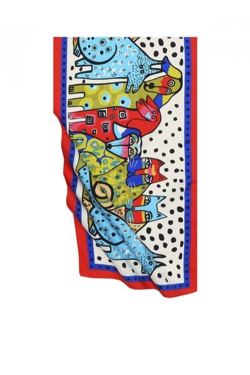 Desenli Çok Renkli 30 x 140 İpeksi Fular 