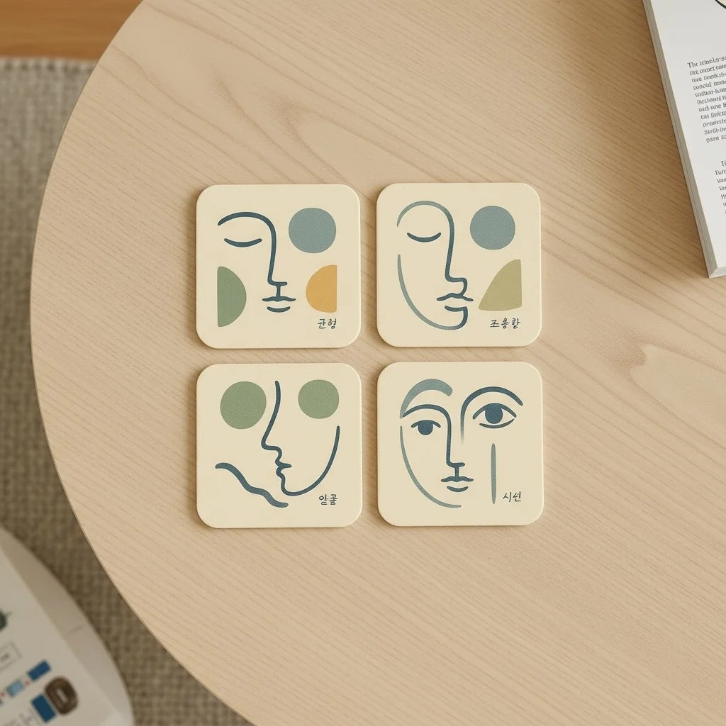 4'lü Seuolvie Ahşap Renkli Bardak Altlığı 