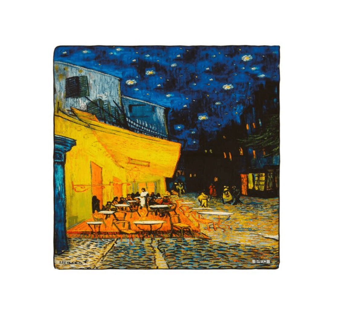 Cafe Terrace Lacivert 55x55 %100 İpek Fular