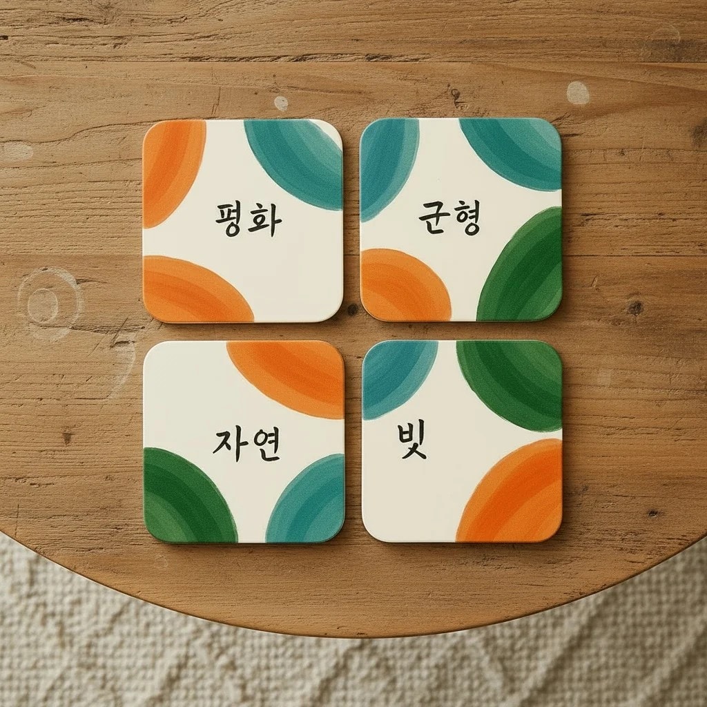 4'lü Seuolvie Ahşap Renkli Bardak Altlığı 