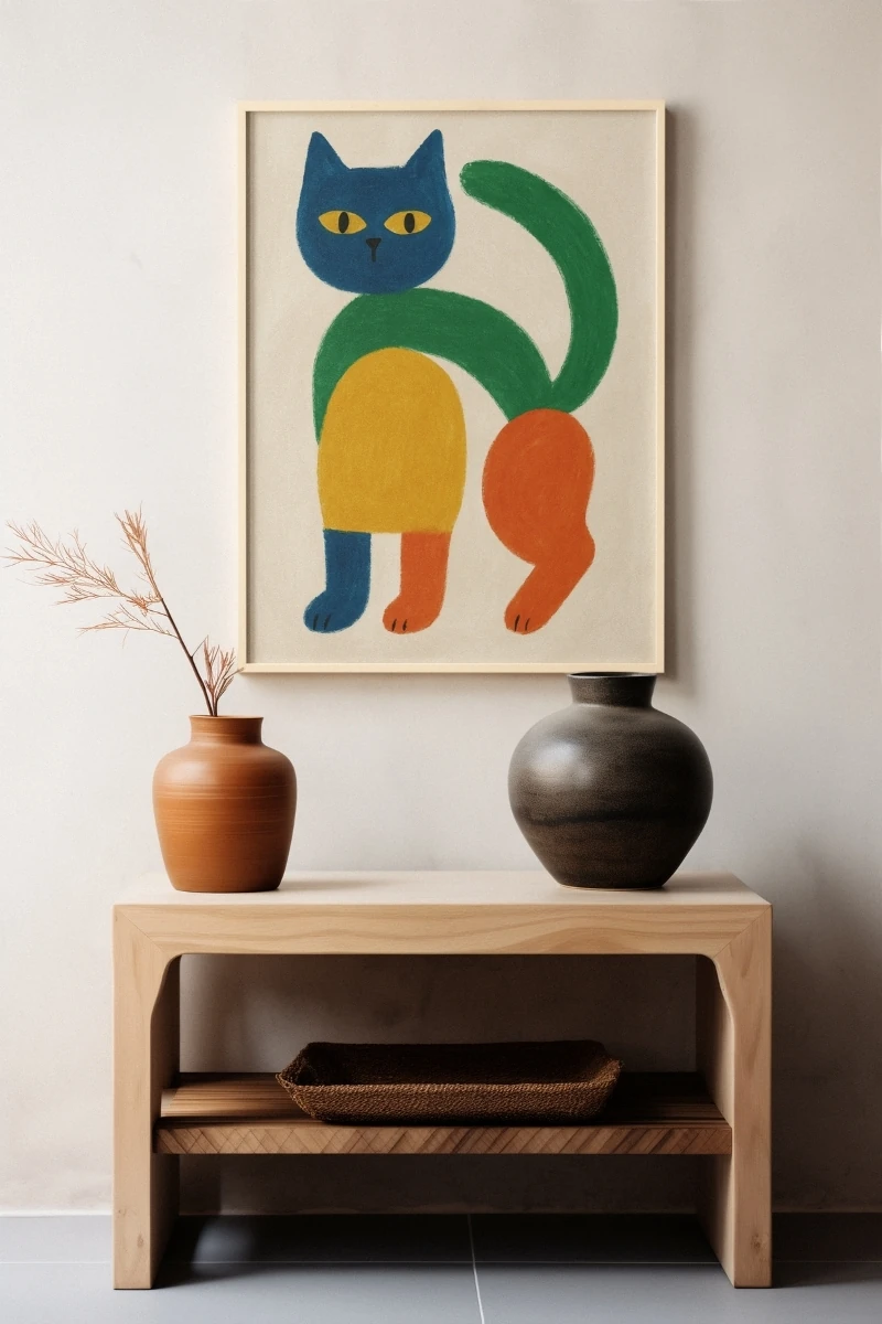 Renkli Anlar Koleksiyonu - Playful Kedi - Art Print -  Poster