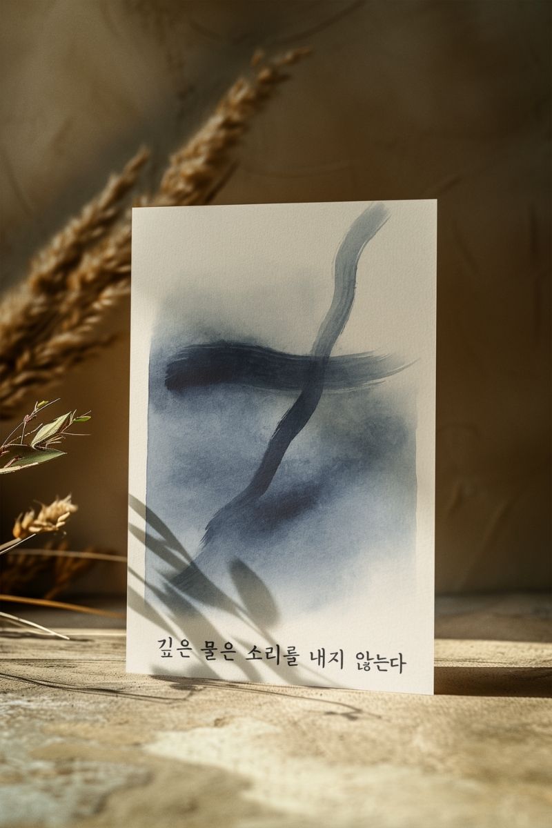 Sakin Sözler Koleksiyonu 깊은 물은 소리를 내지 않는다” (Derin sular sessiz akar) SS3 Art Print - Çerçevesiz Poster