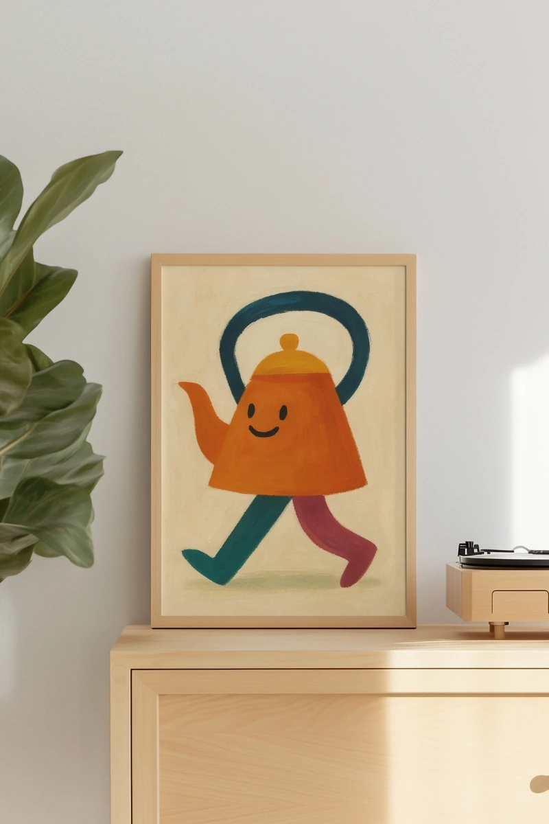 Renkli Anlar Koleksiyonu - Playful Çaydanlık - Art Print -  Poster